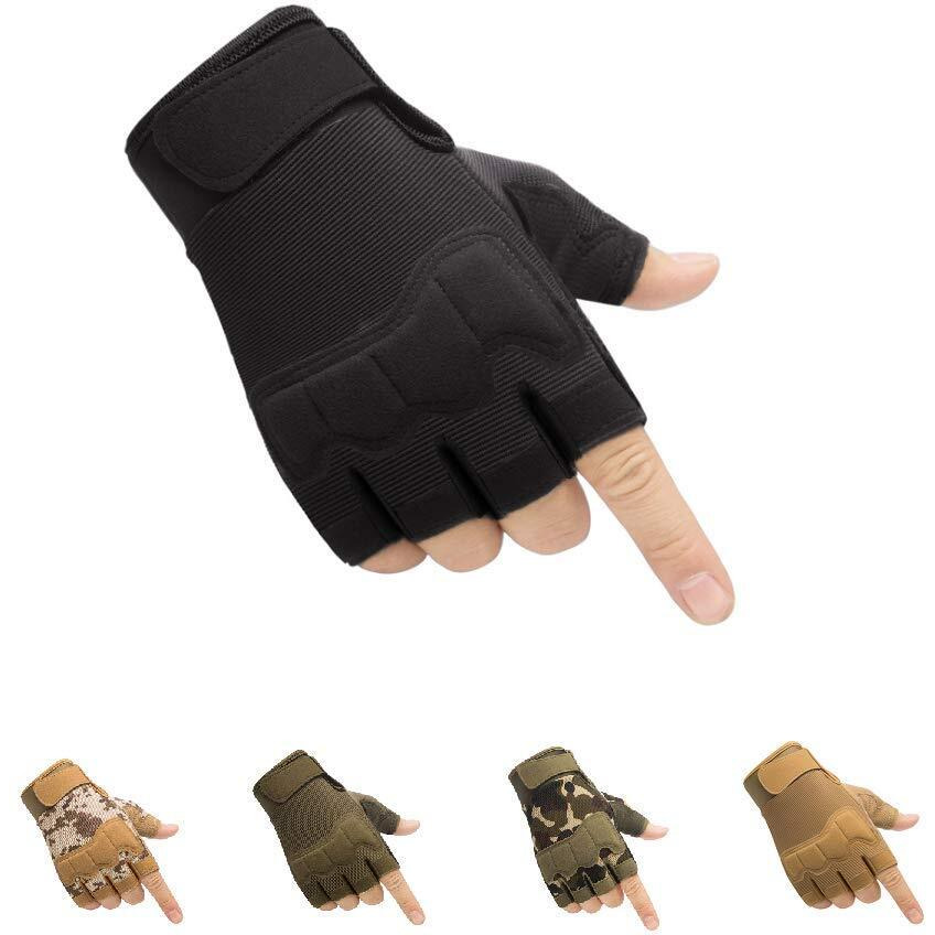 Hycoprot Fingerless Gloves, Knuckle Protective Breathable Lightweight Outdoor Gloves For Shooting, Hunting, Motorcycling, Climbing (L, Black)