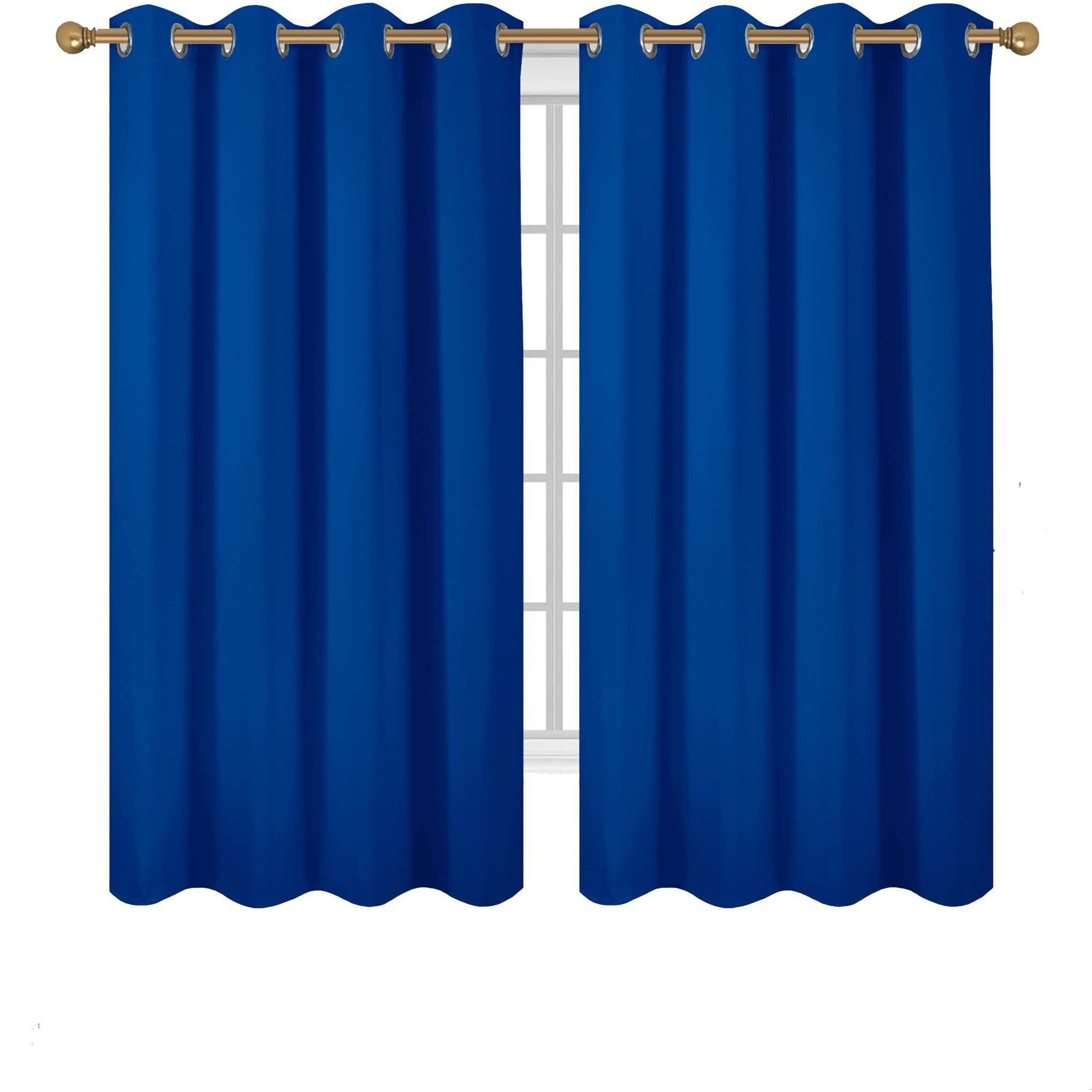Diraysid Royal Blue Grommet Blackout Curtains For Bedroom Thermal Insulated Room Darkening Curtains Drapes, 52 X 63 Inch, 2 Panels