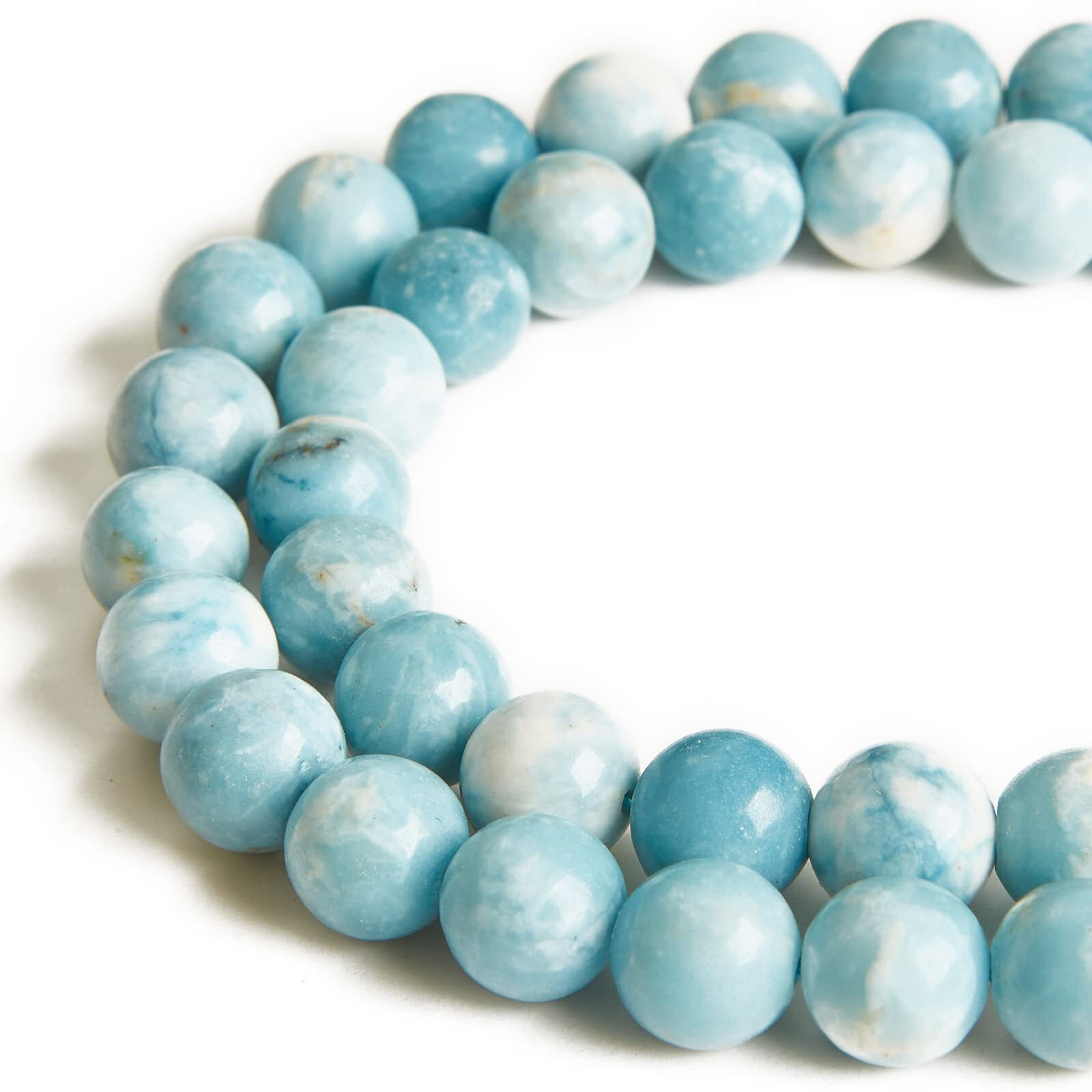 45Pcs 8Mm Larimar Beads Natural Gemstone Beads Round Loose Beads For Jewelry Making