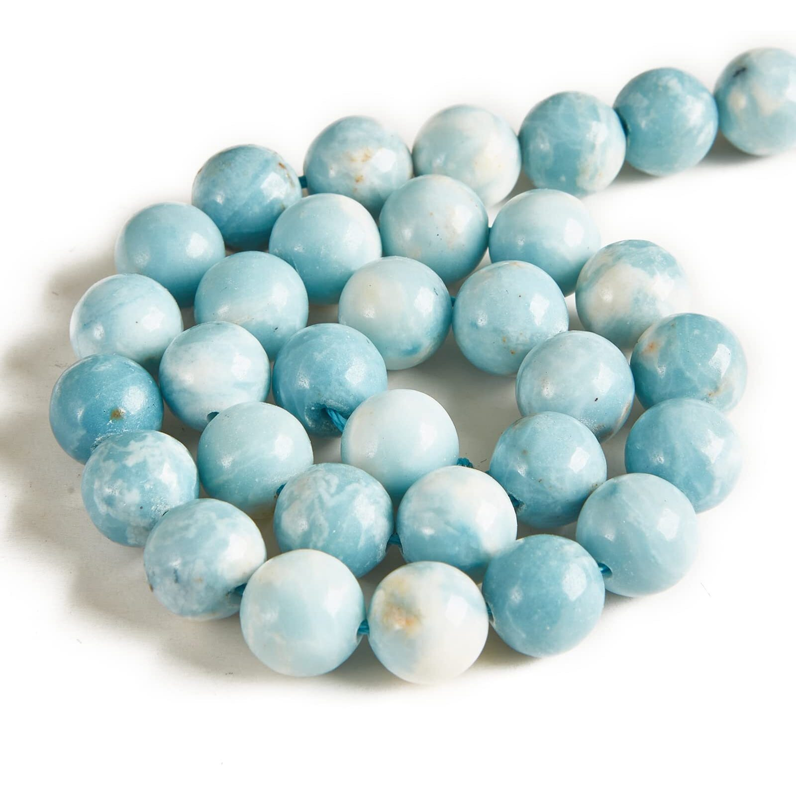 45Pcs 8Mm Larimar Beads Natural Gemstone Beads Round Loose Beads For Jewelry Making