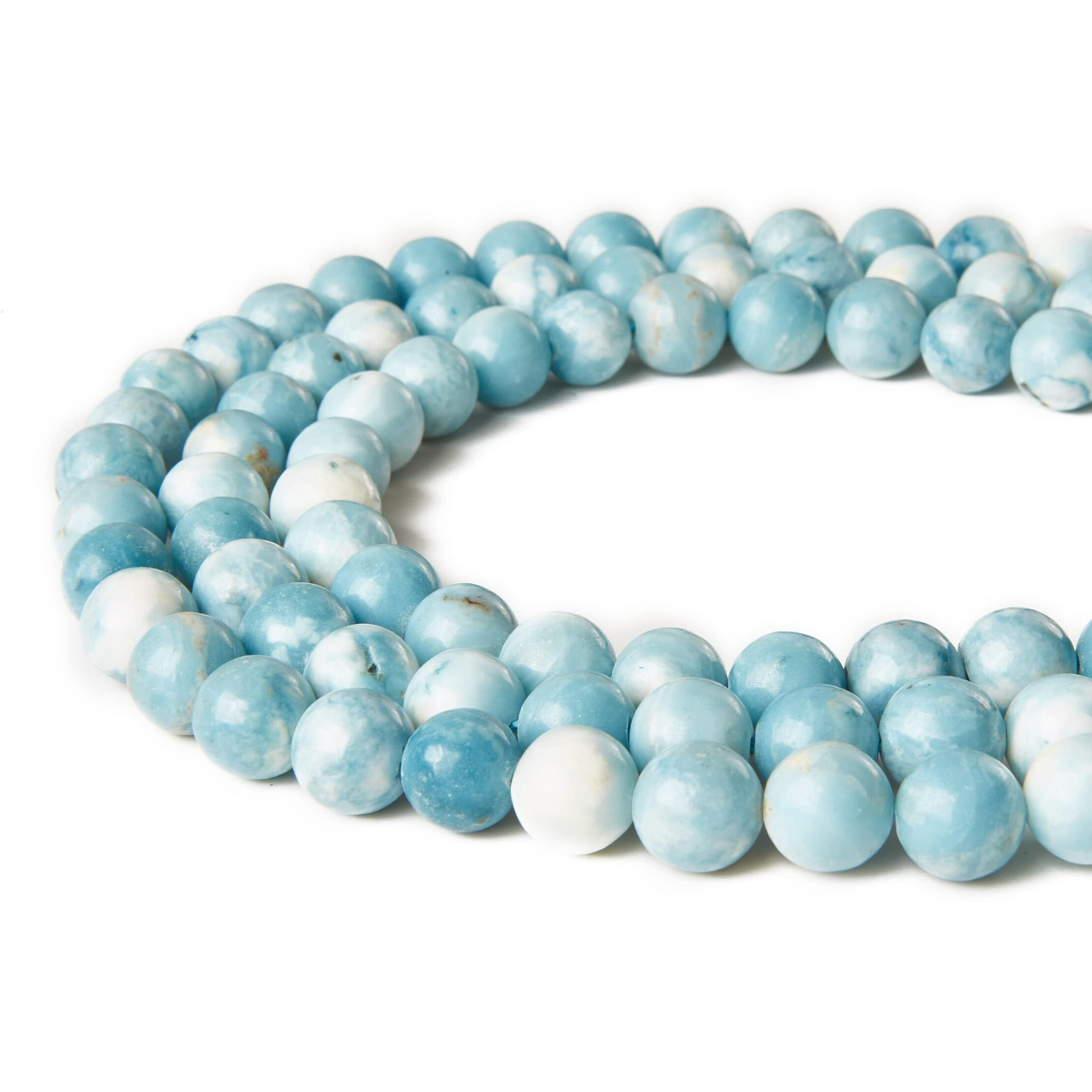 45Pcs 8Mm Larimar Beads Natural Gemstone Beads Round Loose Beads For Jewelry Making