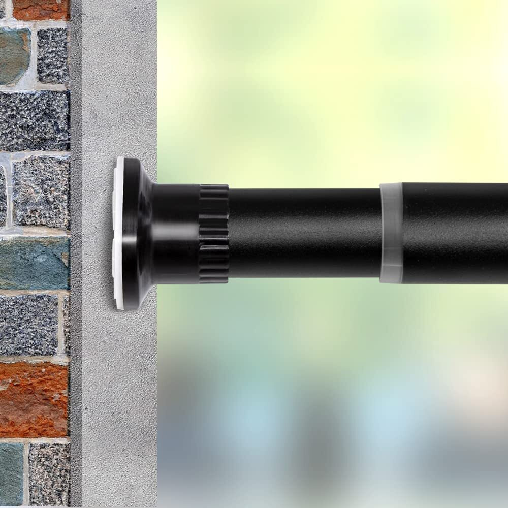 Vailge Room Divider Tension Curtain Rod, Tension Shower Curtain Rods, Premium Tension Windows Curtain Rods,28-43 Inch,No Drilling,Adjustable Bathroom Stall Tension Pole-Black