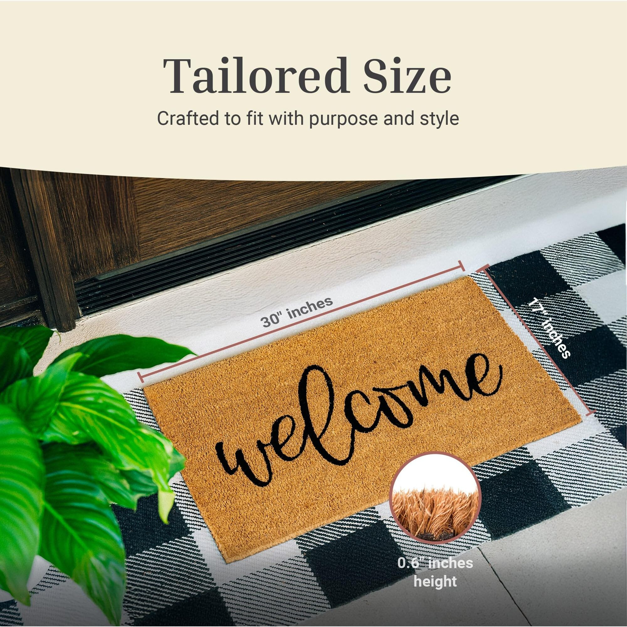 Theodore Magnus Door Mat - Coir Doormat For Outdoor Entrance, Durable Welcome Mat With Non-Slip Backing, Perfect For Front Door And Entryway - Outdoor/Indoor - Welcome