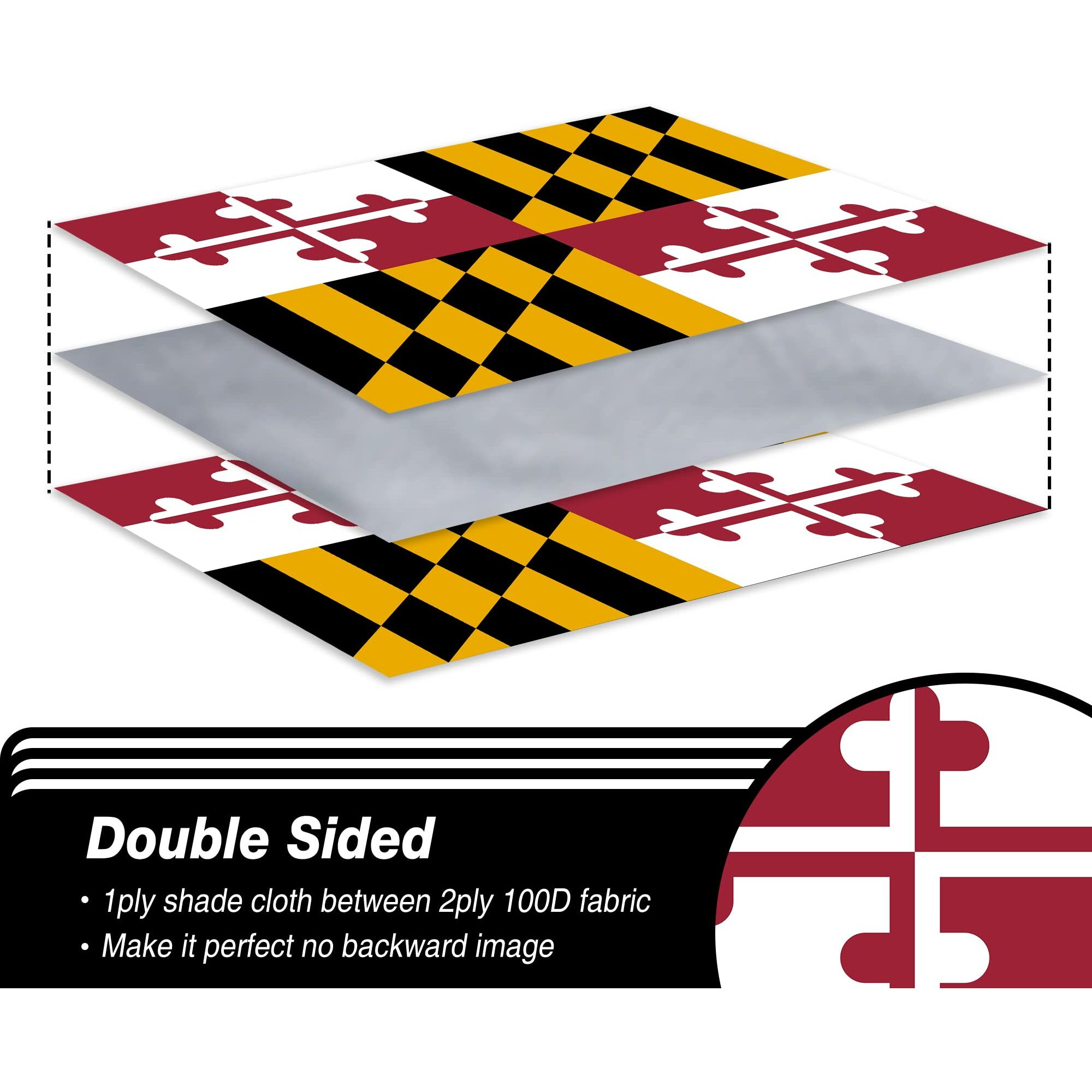 Xifan Double Sided Maryland State Flag 3X5 Ft, Heavy Duty 3 Ply Durable Polyester, Md Flag With Vibrant Print/4 Rows Hemming/Brass Grommets For Indoor Outdoor Decor