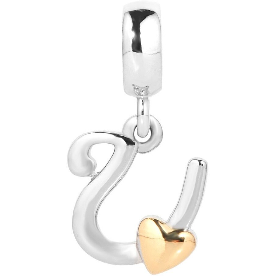 Queencharms Initial A-Z Letter Charm Golden Heart Alphabet Dangle Beads For Bracelets & Necklaces (U)