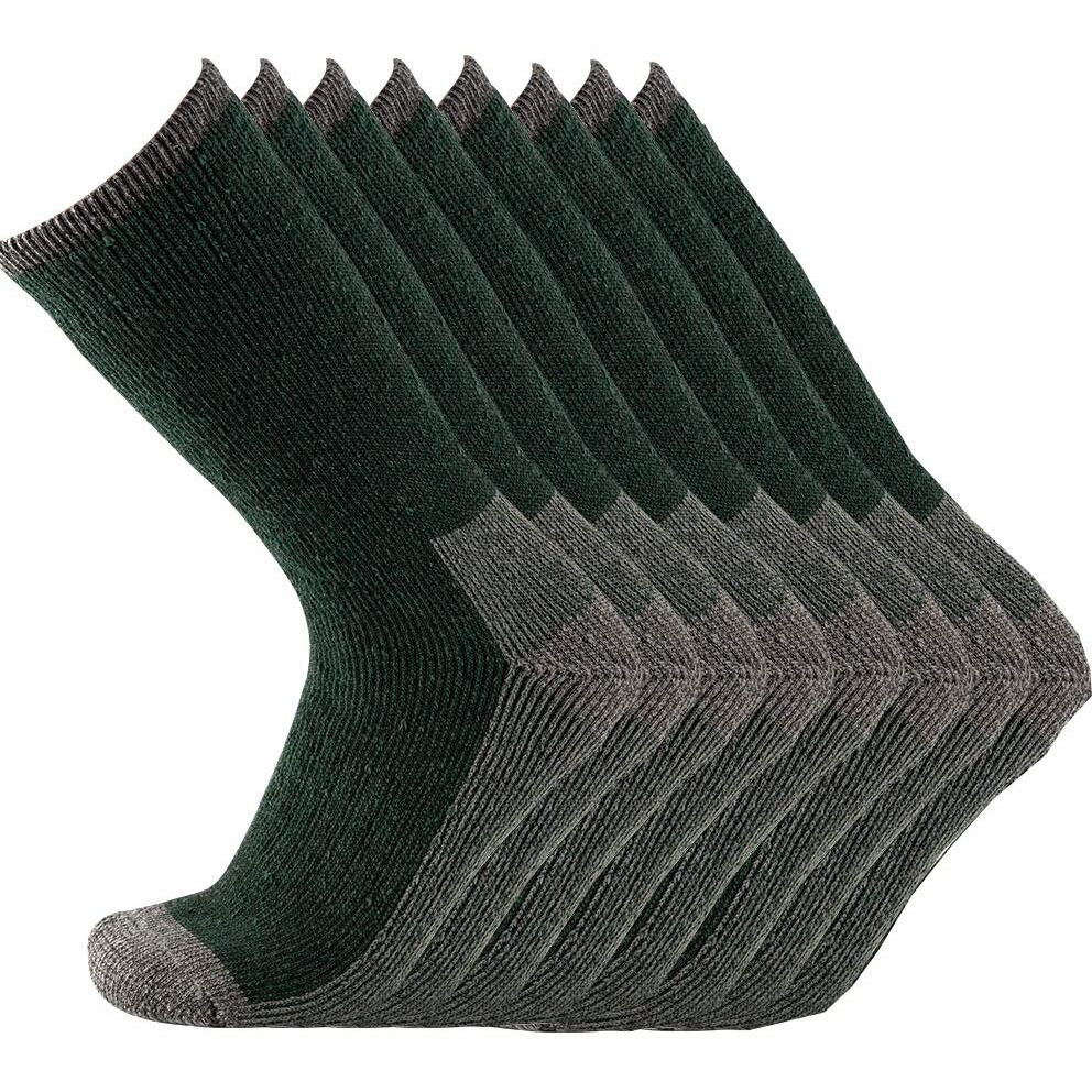 Kavanyiso Men's Merino Wool Hiking Socks Breathable Athletic Crew Thicken (4Pairs Green 10-13)