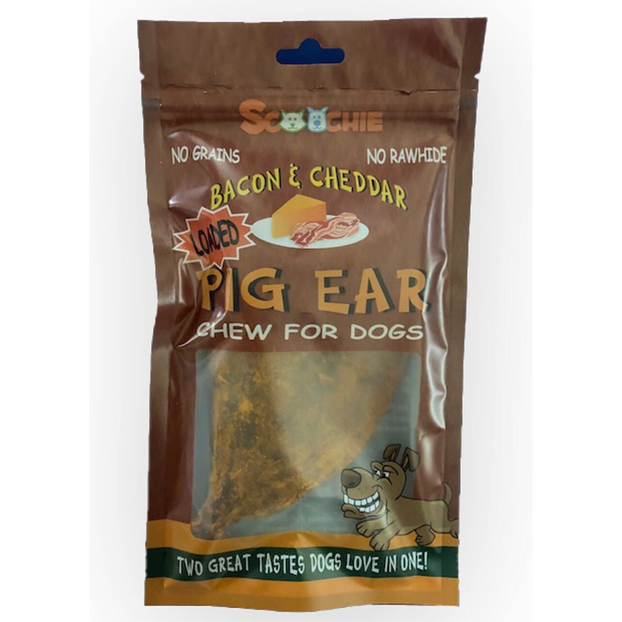 Bacon & Cheddar Loaded Pig Ears 1 Pack Pegable Zip Lock Bag