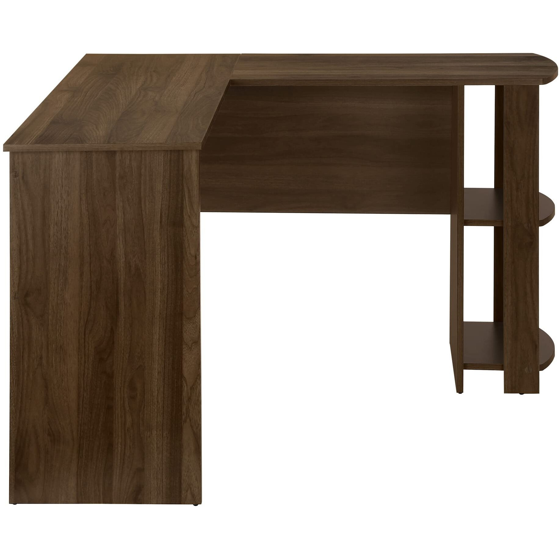 Computer Desk, Home Office, Corner, Storage Shelves, 48"&quotL, L Shape, Work, Laptop, Laminate, Brown, Contemporary, Modern