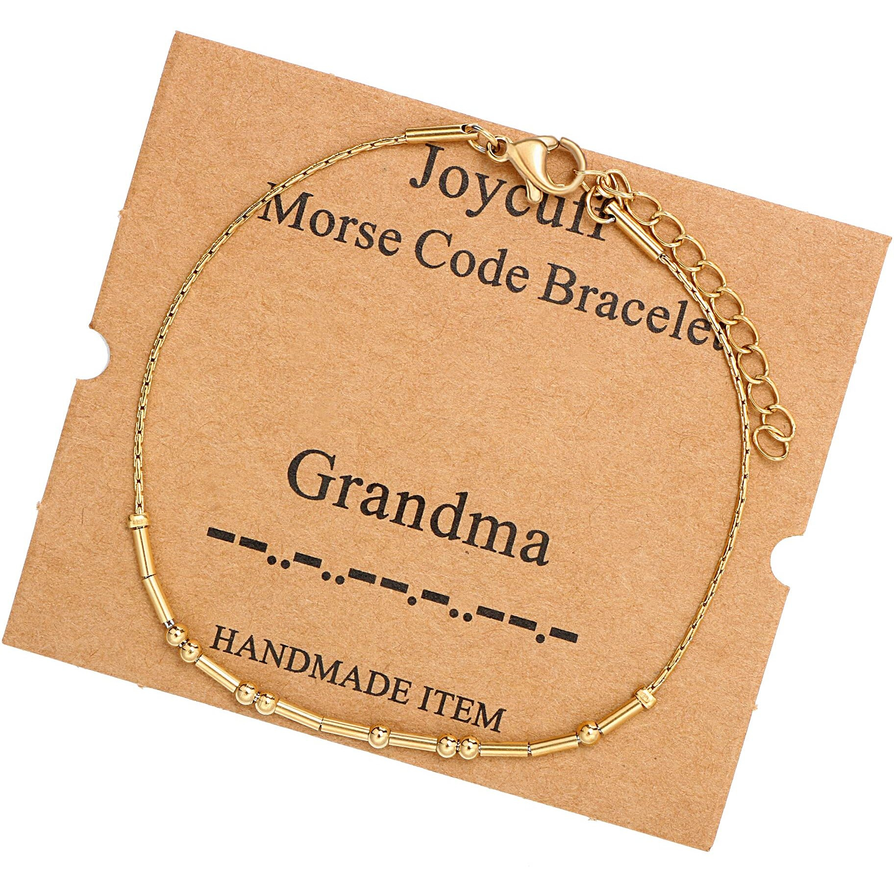 Joycuff Grandma Birthday Gifts For Women Morse Code Bracelet Mother 's Day Thanksgiving Day Christmas Gifts For Grandma Unique Gold Beaded Bracelet For Her Jewelry