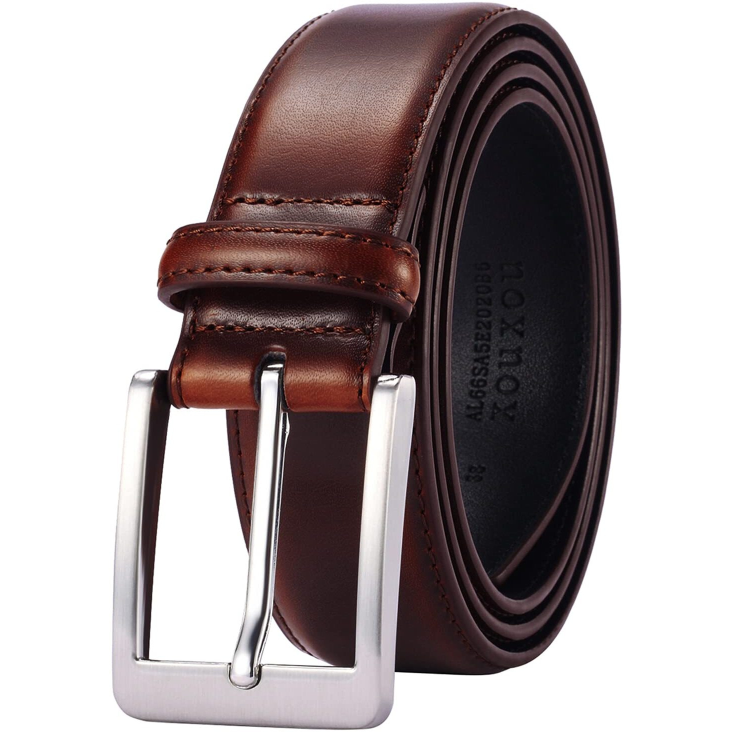 Xouxou Mens Casual Leather Jeans Belts Classic Work Business Dress Belt With Prong Buckle For Men (Brown (S101), 44 (Waist 42))