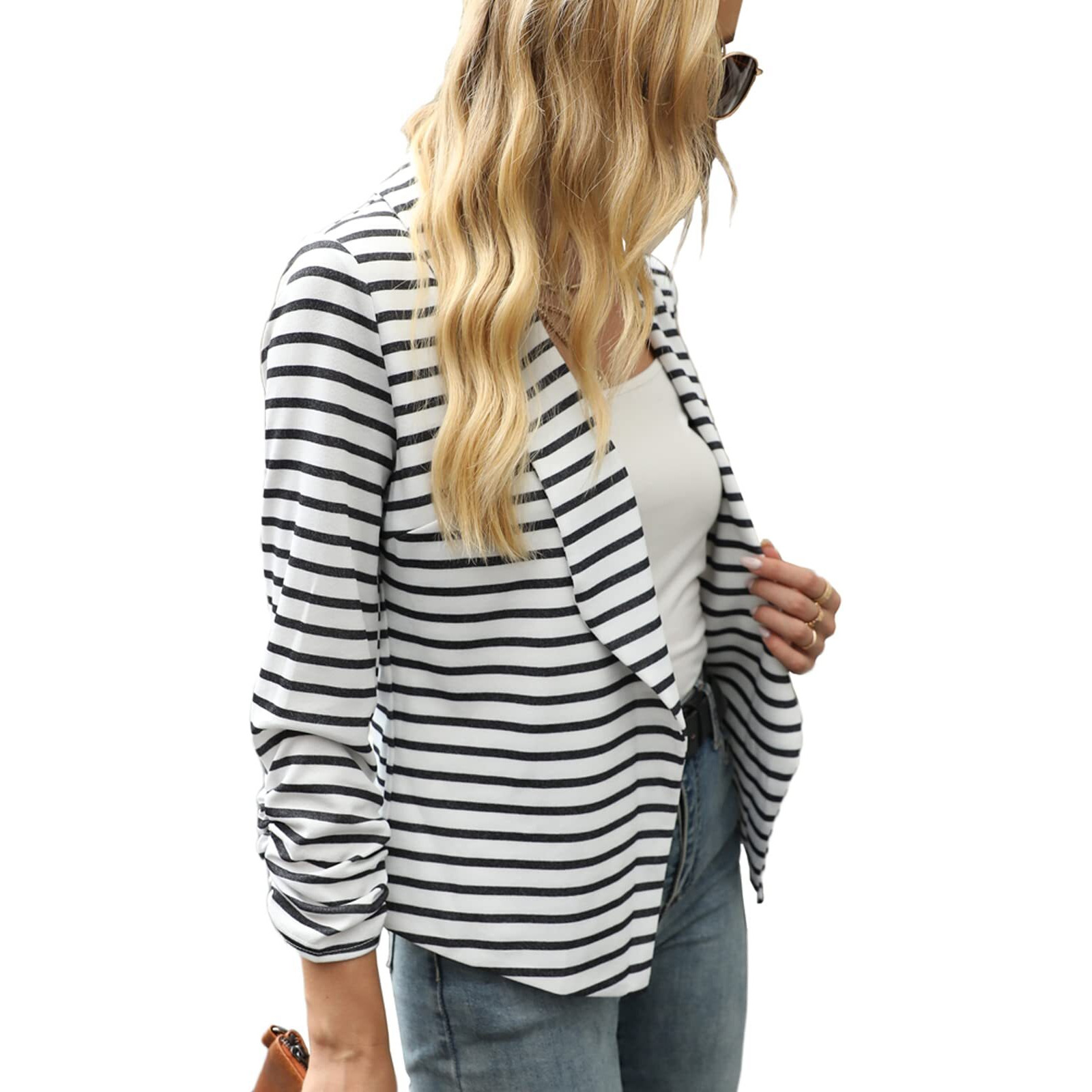 Menxx-Largepogtmm Blazer Jackets For Women Business Plus Size Casual Work Blazer Outfits(White Stripes,Xxl) ' ' }