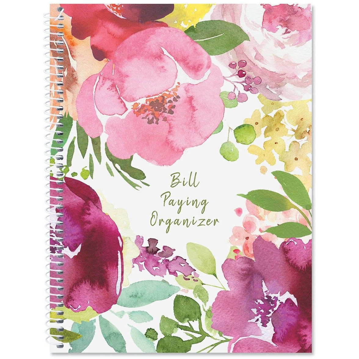 When Flowers Speak Bill Paying Organizer Book - Personal Account Book, 9 By 12 Inch, Spiral-Bound, 14 Pockets, 32 Label Stickers, Bill Tracking