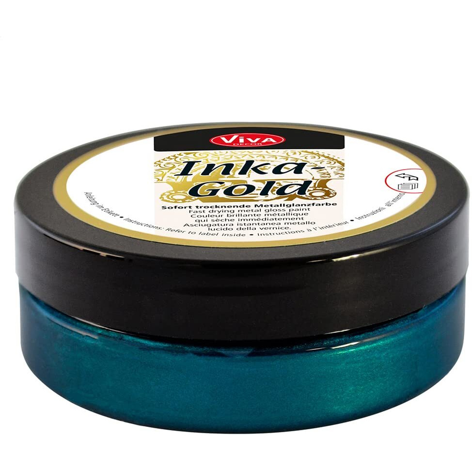 Viva Decora Inka Gold (Petrol, 2,2 Oz) Metallic Acrylic Paint - Craft Paint Set - Effect Paints - Craft Paints Acrylic Sets - Apply, Polish - Done - Made In Germany