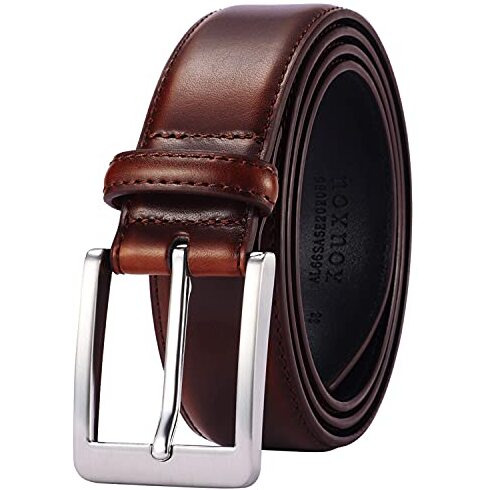 Xouxou Mens Casual Leather Jeans Belts Classic Work Business Dress Belt With Prong Buckle For Men (Brown (S101), 42 (Waist 40))
