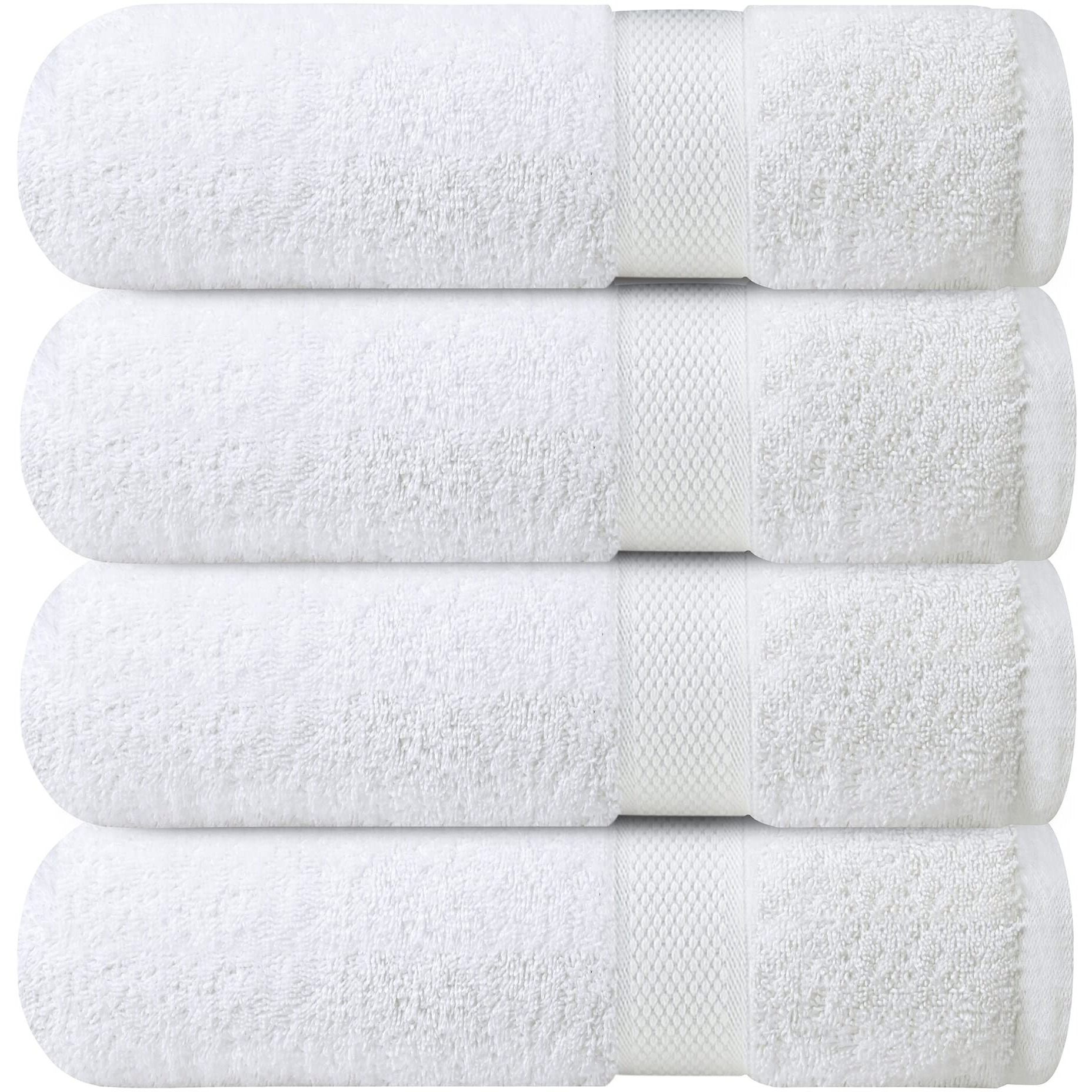 Infinitee Xclusives Premium Bath Towels Set Pack Of 4-100 Ring Spun Cotton Towels - White Bath Towels 27 X 54 - Soft Feel, Quick Dry, Highly Absorbent Durable Towels, Perfect For Daily Use