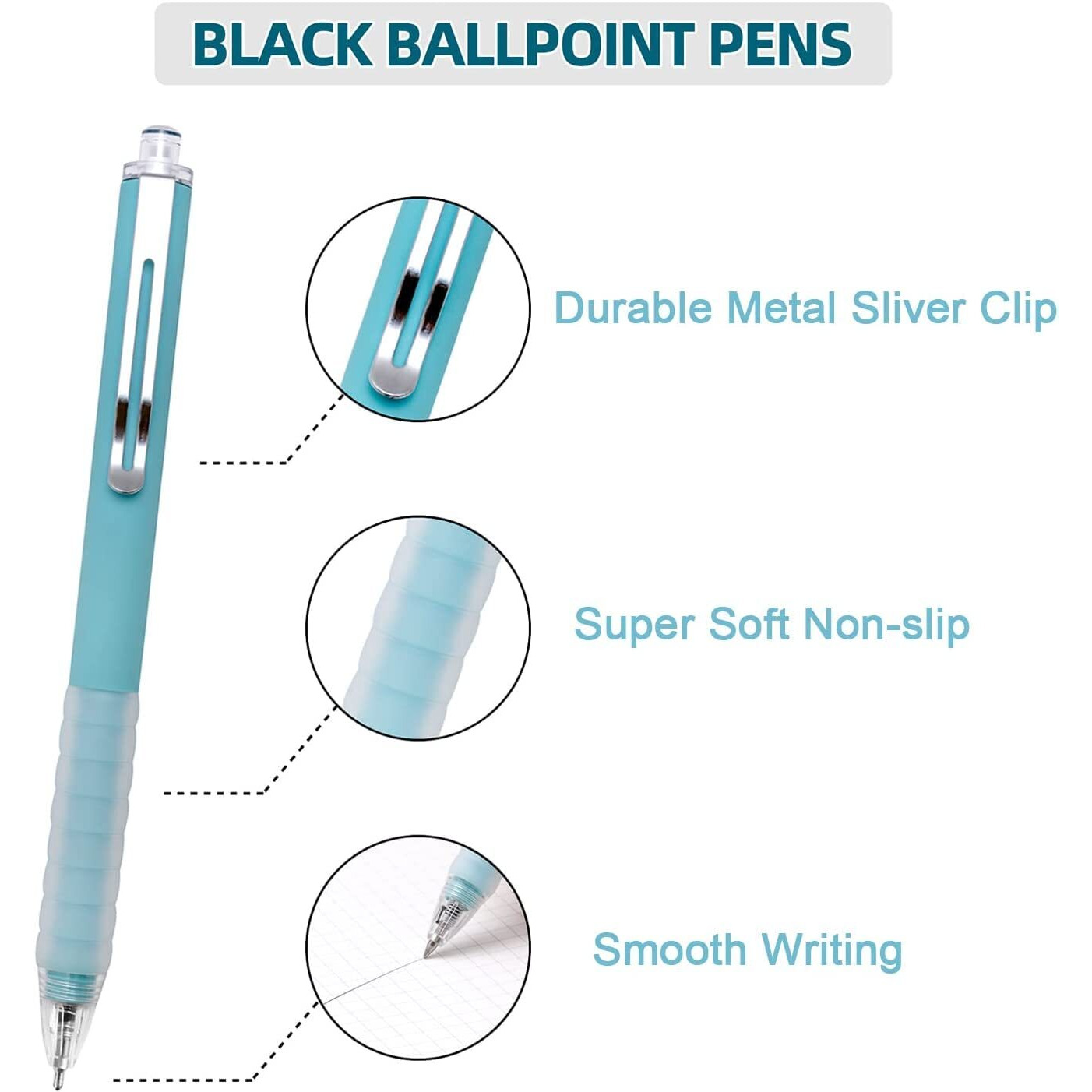 Huohuair Pens, Pens Fine Point Smooth Writing Pens, Personalized Ballpoint Pens Bulk, Flair Colorful Pens, Black Ink 1.0 Mm Journaling Pen, Office Supplies For Women & Men, Note Taking(12-Pack)
