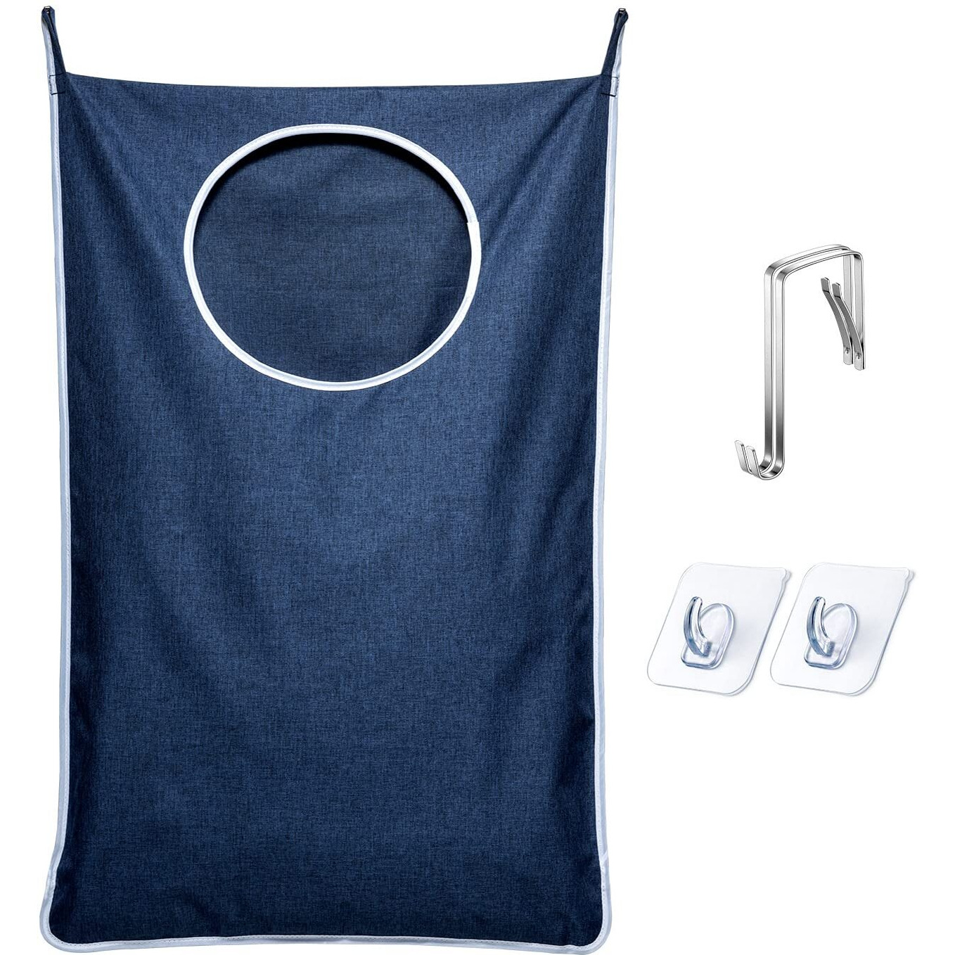 Keepjoy Xl Hanging Laundry Hamper Bag, Hanging Hamper With 2 Strong Hooks For Dirty Clothes Door Hanging Laundry Bag Large Size 36X22 Inch (Blue-1Pack)