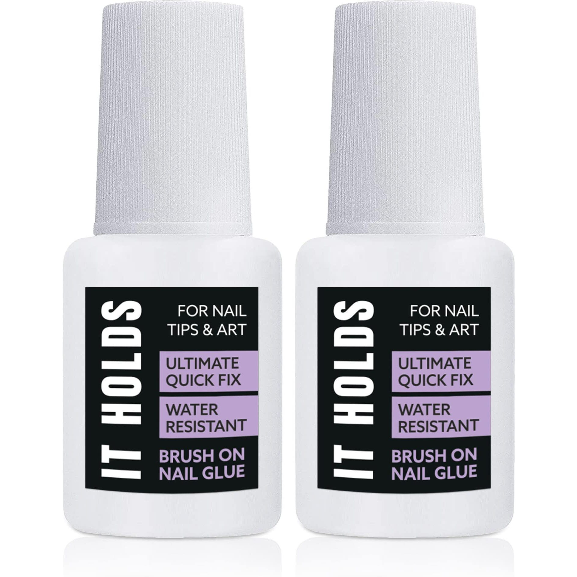 Brush On Nail Glue For Press On Nails, Extra Strong Nail Glue For Acrylic Nails, Waterproof Nail Glue For Fake Nails Long Lasting Nail Bond, Professional Nail Glue For Nail Tips (8Ml) (Pack Of 2)