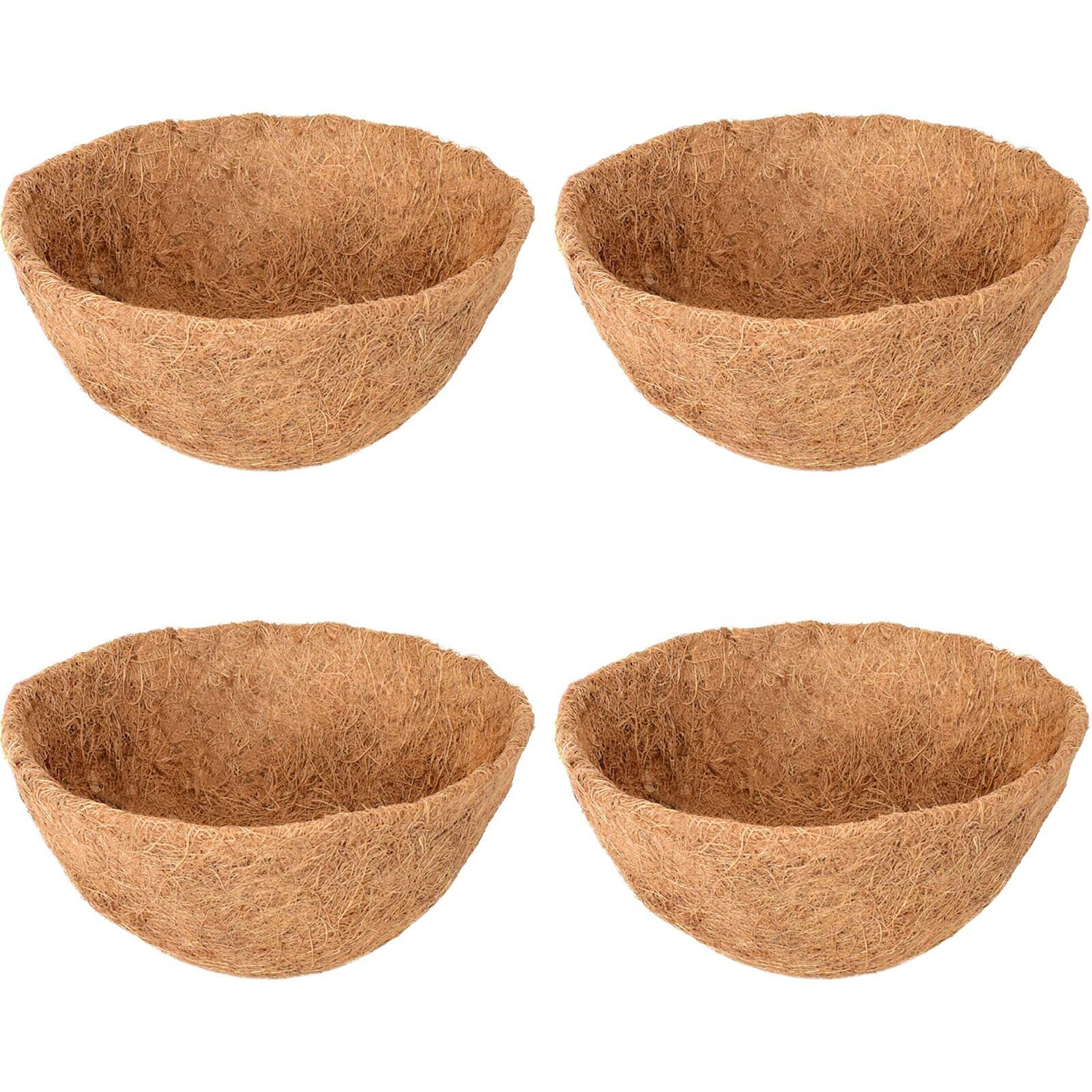 Halatool 4 Pcs 14 Inch Round Coco Liners Hanging Basket 100 Natural Replacement Coconut Fiber Liner For Garden Flower Pot Vegetables Herbs