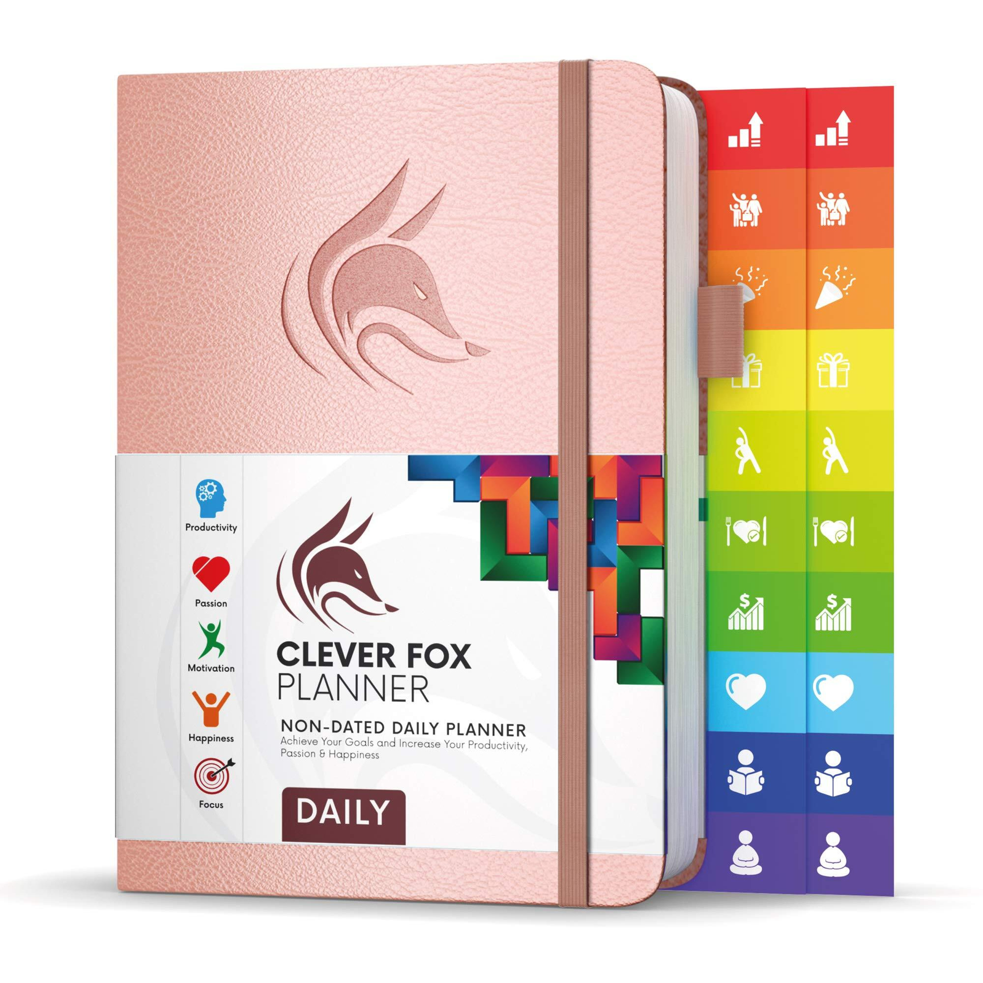 Clever Fox Planner Daily - Undated Agenda & Daily Calendar To Boost Productivity & Hit Your Goals - Gratitude Journal Personal Daily Organizer - 5.8X8.3'', Lasts 6 Months, Rose Gold (Daily)