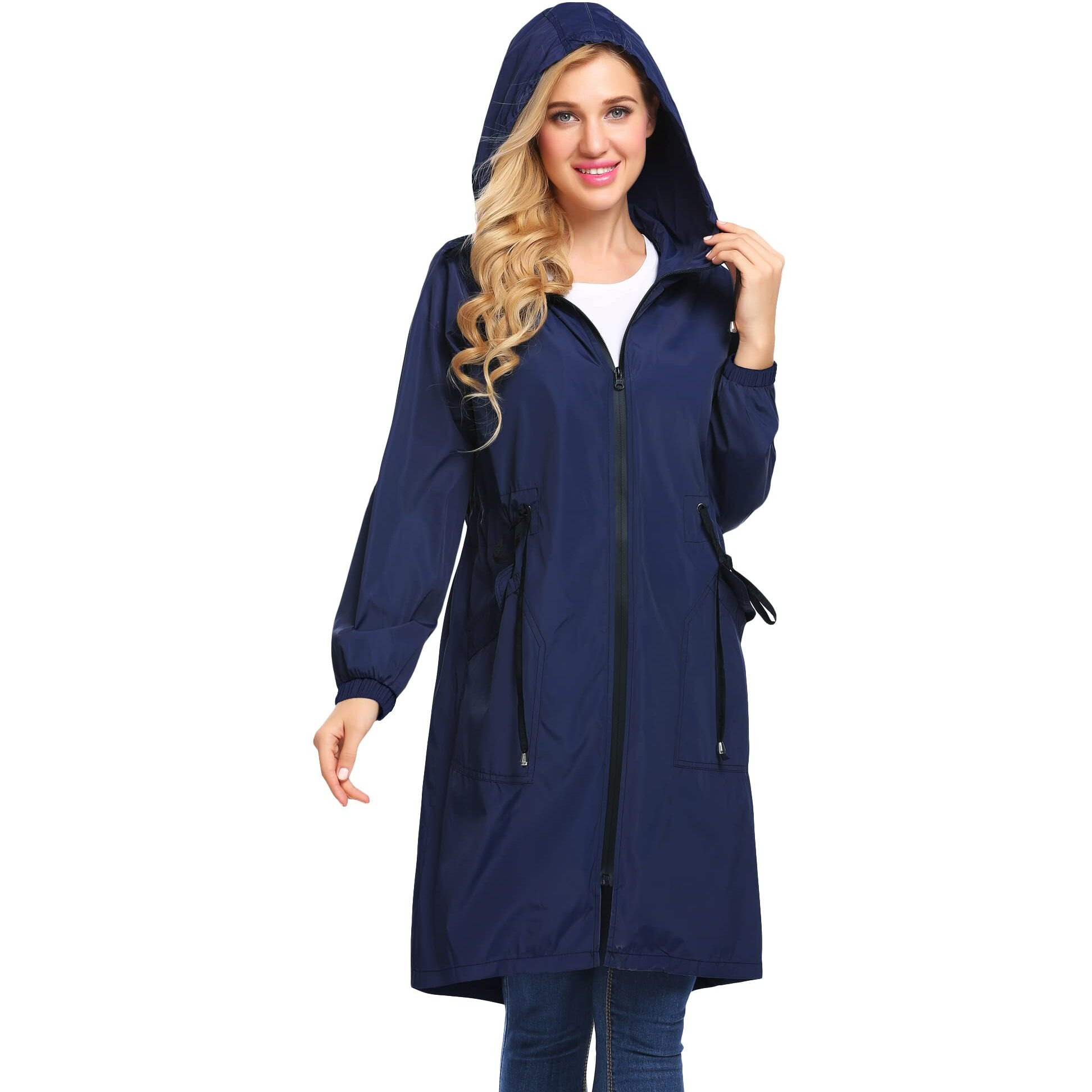 Elesol Women Rain Jacket Waterproof Lightweight Outdoor Hooded Raincoat Womens Running Winebreak Jackets