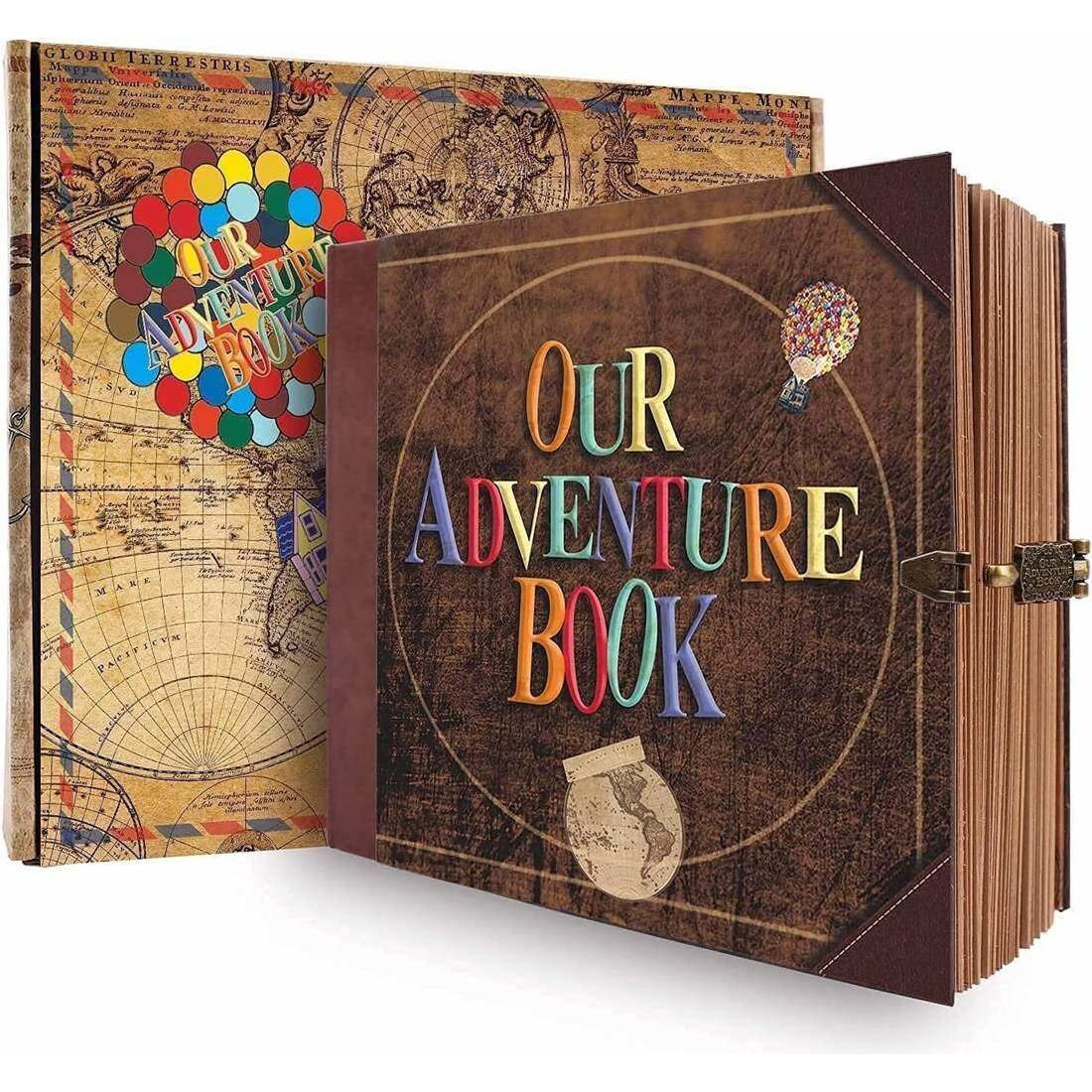 Jimbon Our Adventure Book Scrapbook Photo Album Retro Style Embossed Letter Cover Travel Diary Journal Scrap Book Kitfor Couples Memory Book Anniversary Wedding Best Friend Gift