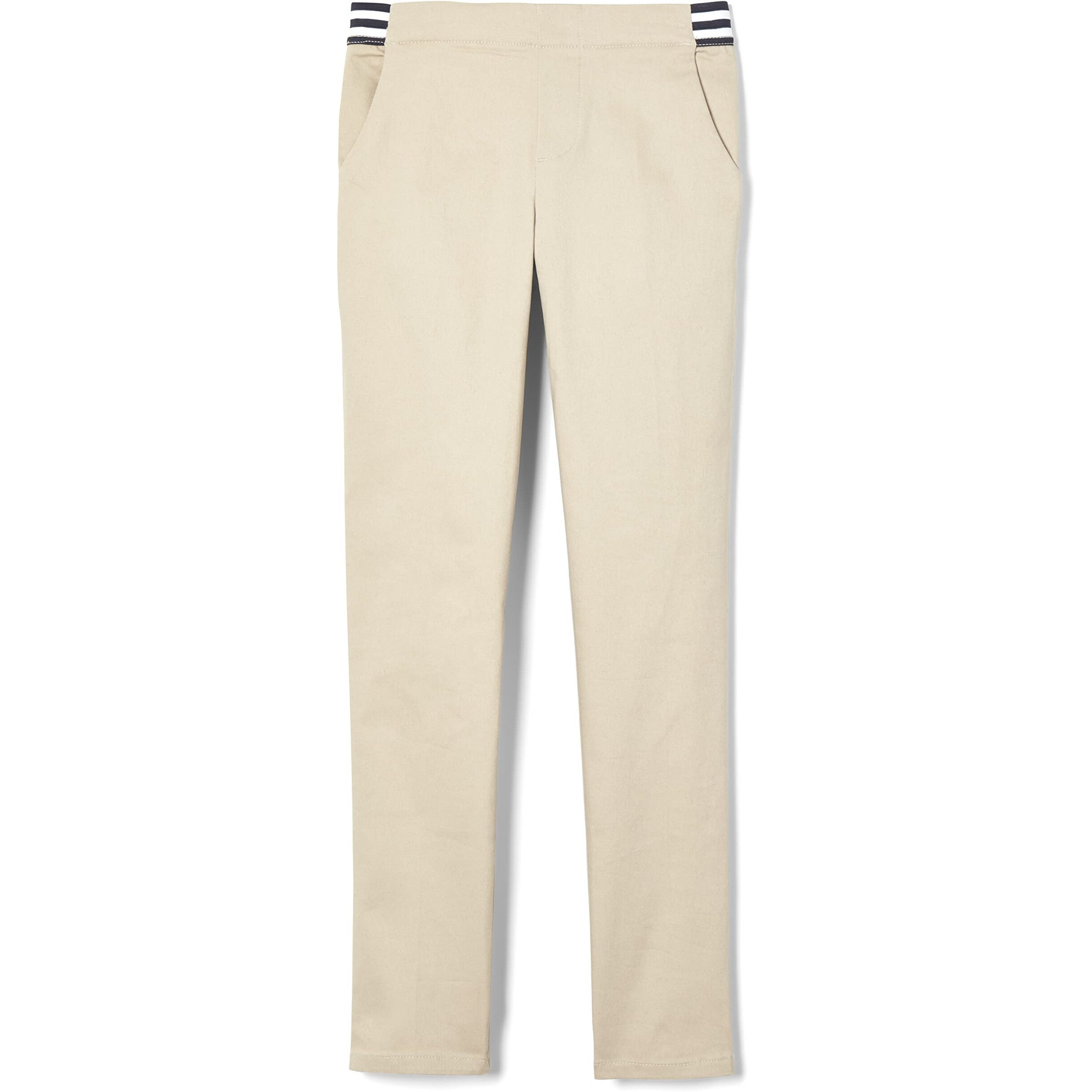 French Toast Girls Big Pull On Skinny Fit Stretch Pants With Elastic Waist And Pockets, School Uniform For Kids, Khaki, 16