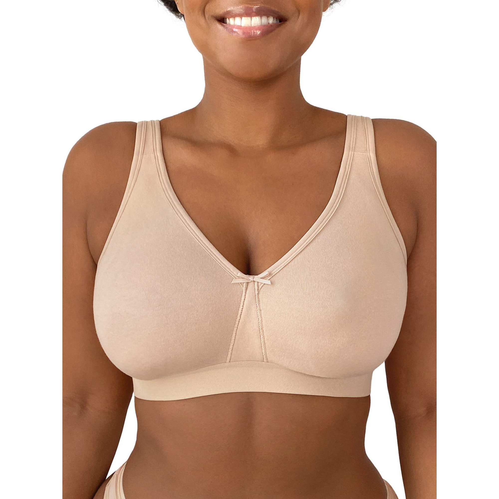 Fruit Of The Loom Womens Plus-Size Wireless Cotton Full Coverage Bra, Sand, 46D Us