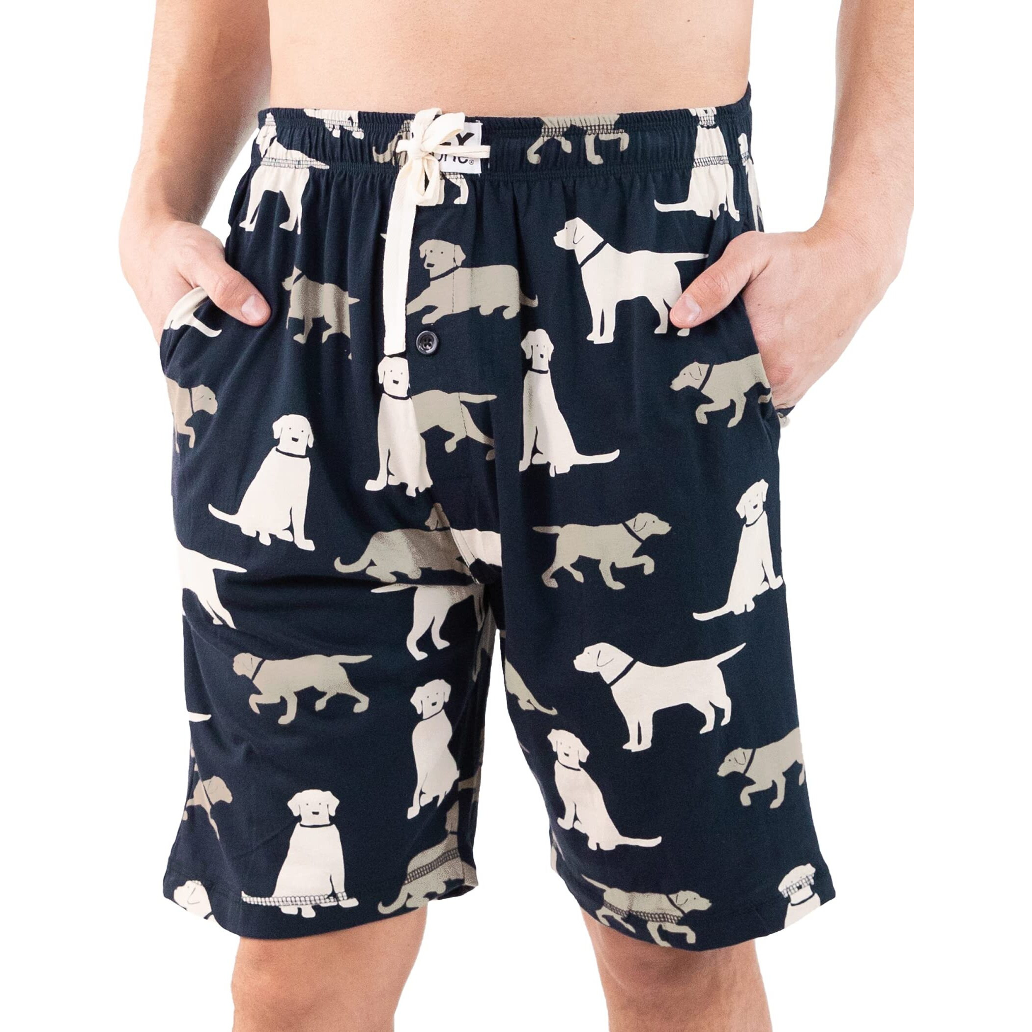 Lazy One Pajama Shorts For Men, Mens Pajama Bottoms, Sleepwear, Dogs, Animal (Labs, Large)