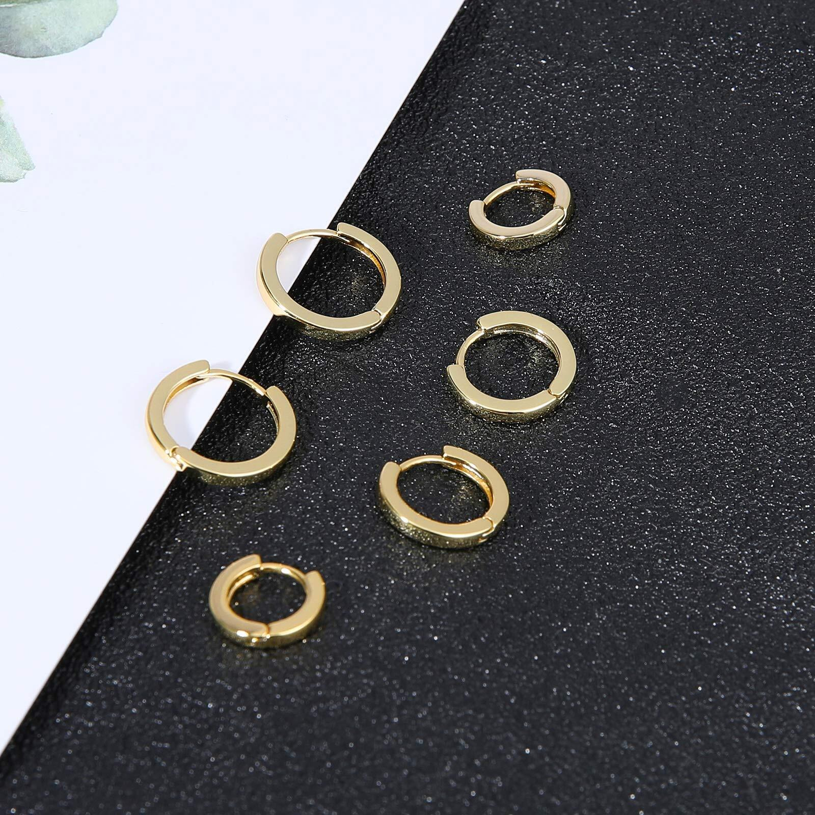Micuco 3 Pairs Small Hoop Earrings For Women, 14K Gold Plated Tiny Helix Hoop Earring For Men, Cartilage Hoop Earring Set, Hypoallergenic Earrings 10Mm 10Mm 10Mm