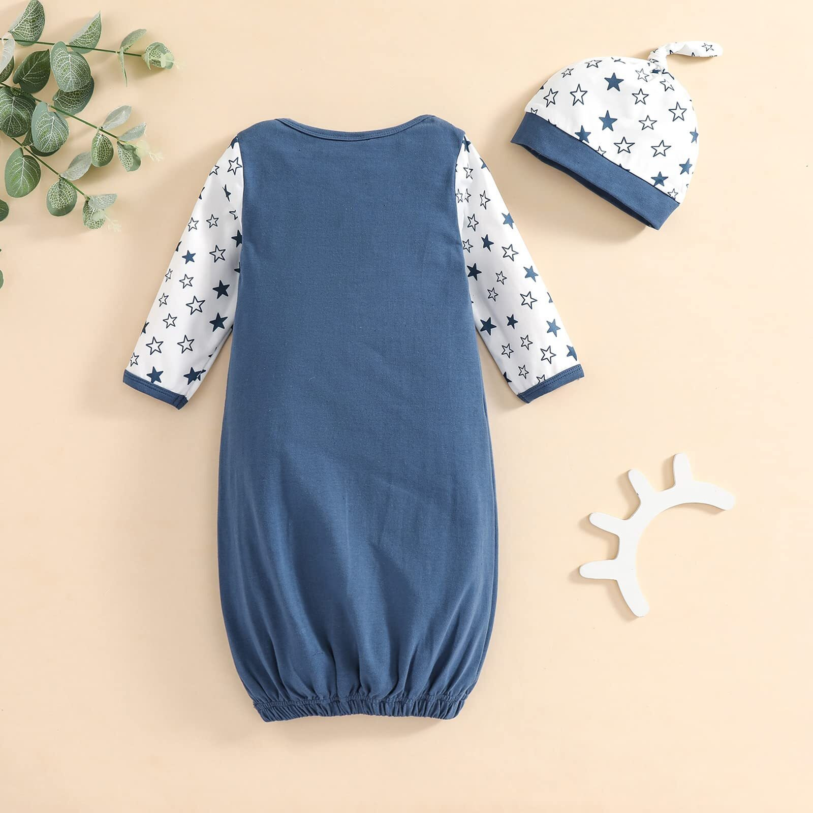 Amawmw Newborn Baby Boy Little Brother Sleeper Gown Stars Long Sleeve Nightgown Pajamas Gifts Stuff Essential Outfit