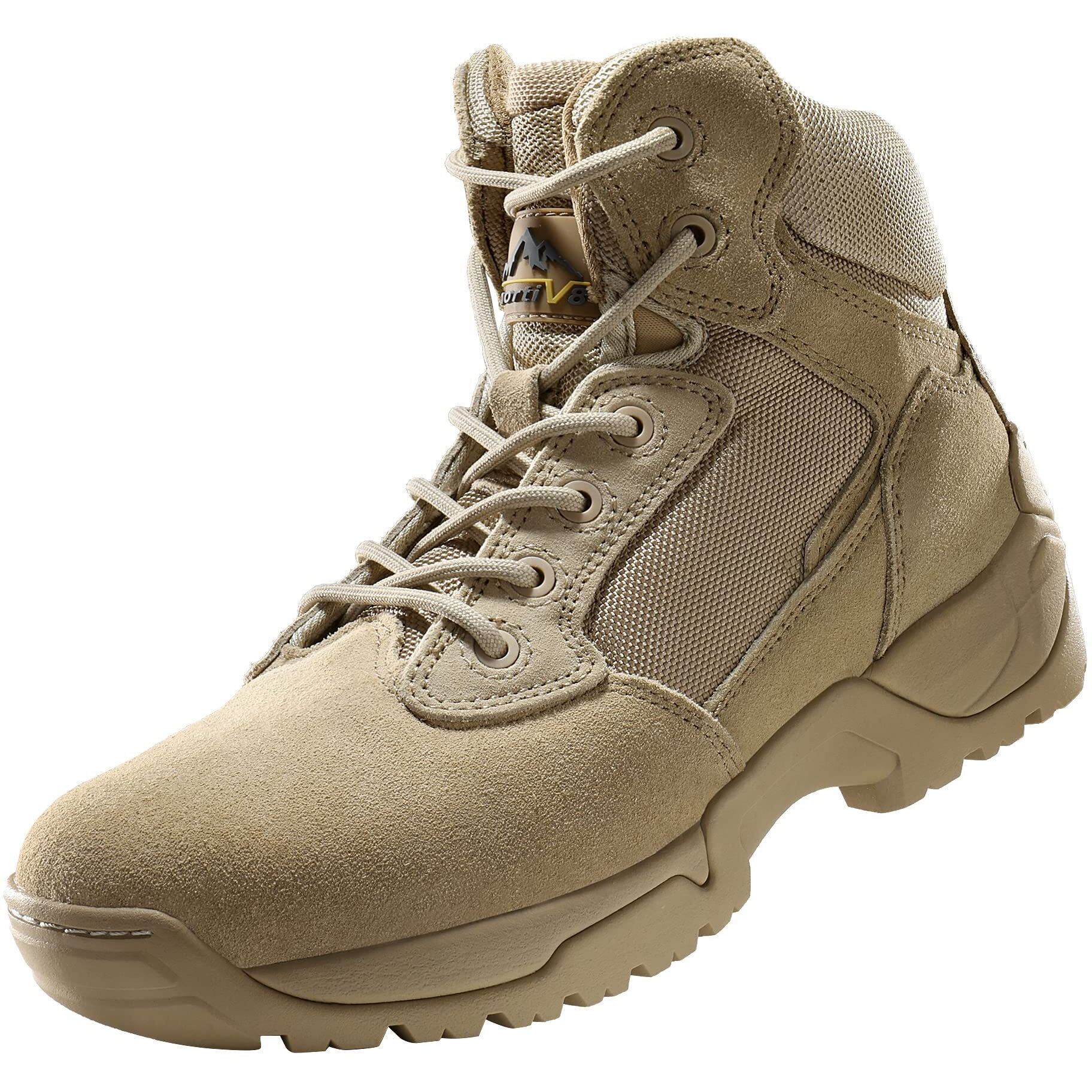 Nortiv 8 Mens Military Tactical Work Boots Side Zipper Lightweight Hiking Motorcycle Combat Boots Sand Size 95 M Us Alloy