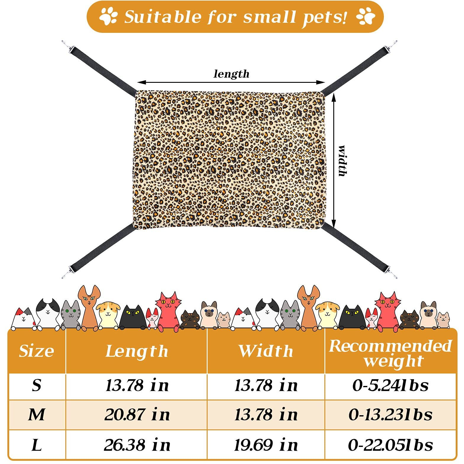 2 Pieces Reversible Cat Hanging Hammock Soft Breathable Pet Cage Hammock With Adjustable Straps And Metal Hooks Double Sided Hanging Bed For Small Dogs Rabbits(Leopard And Dot,S)