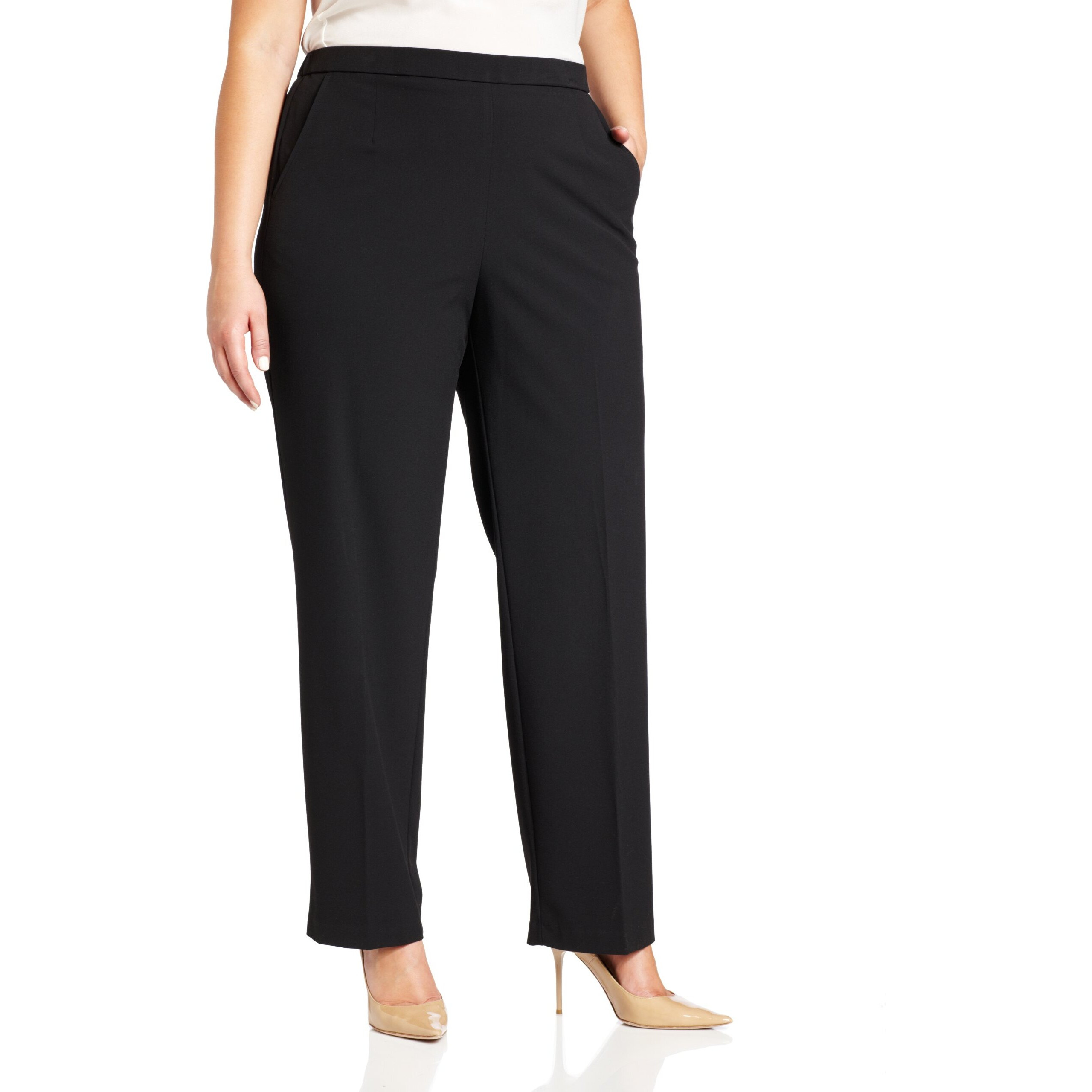 Briggs New York Womens Plus-Size All Around Comfort Dress Pants, Black, 16 Plus