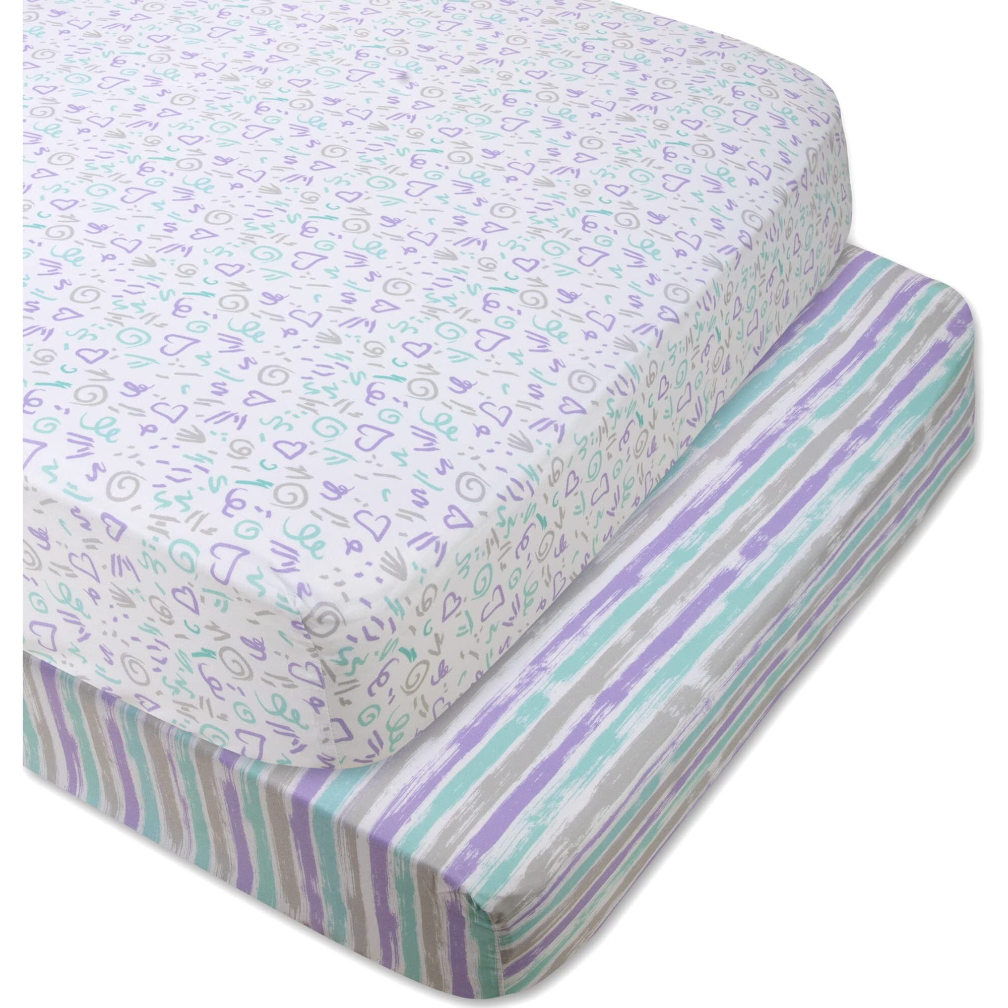 Standard Microfiber Fitted Crib Sheets For Baby Girl, Baby Boy, And Neutral, 2 Pack Crib Sheets Crib Essentials For Baby 28X52 Crib Sheets (Dreams  Doodles)