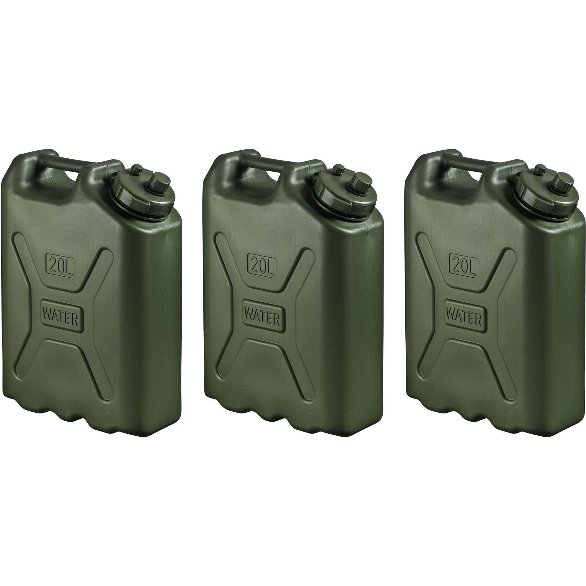Scepter 3-Pack Portable Water Container, Military Style Storage For Camping, 5 Gallon