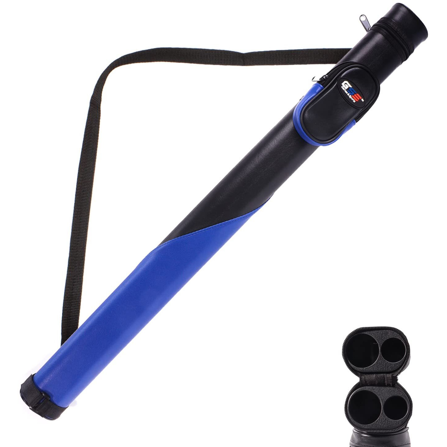 Gse Billiard Cue Cases, 1X1 Deluxe Hard Billiard Pool Cue Stick Carrying Case (Several Colors Available, Blackblue)