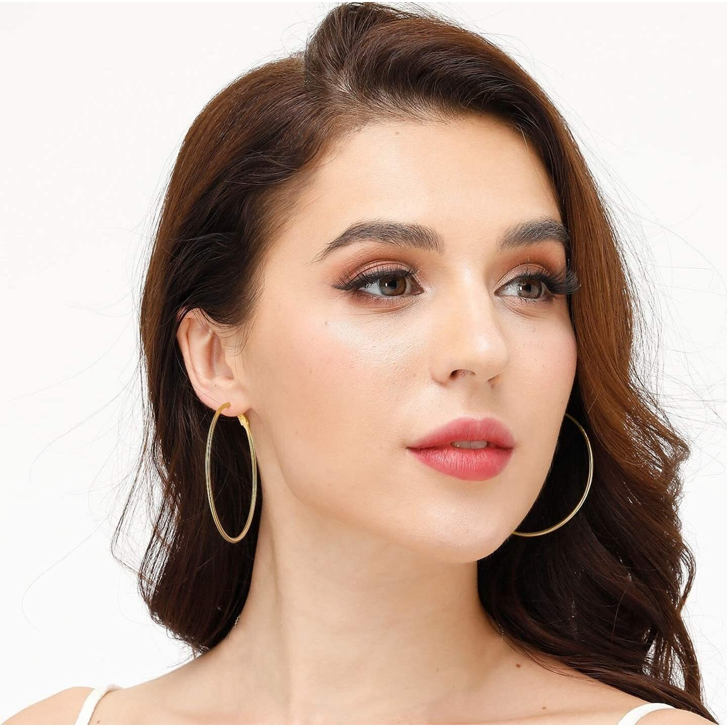 14K Gold Plated Hoop Earrings,925 Sterling Silver Hoop Earrings 3 Pairs Big Hoop Earrings Set For Women ' Gifts Jewelry(30/40/50Mm)