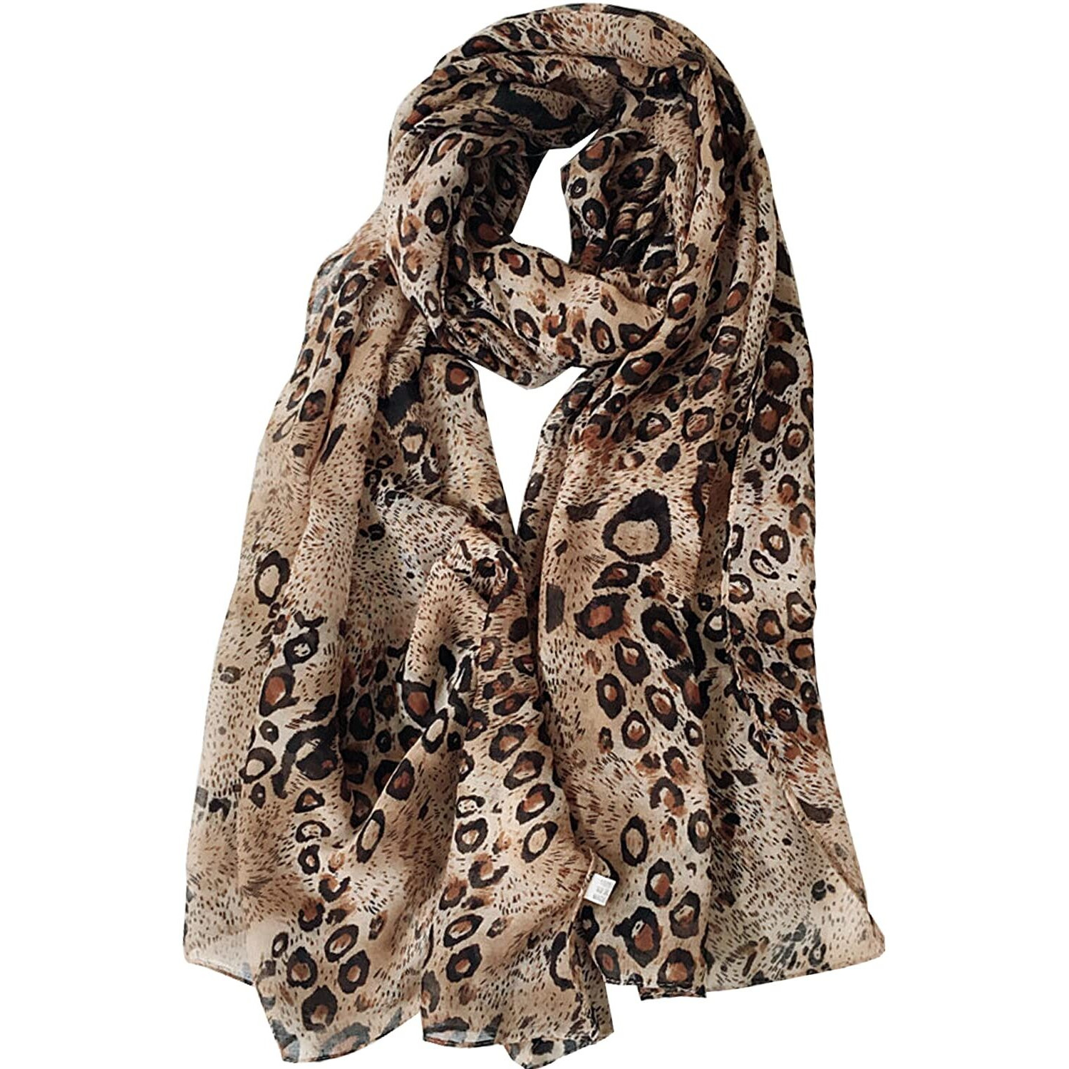 Woogwin Women 's Cotton Scarves Lady Light Soft Fashion Solid Scarf Wrap Shawl(Dark Leopard)