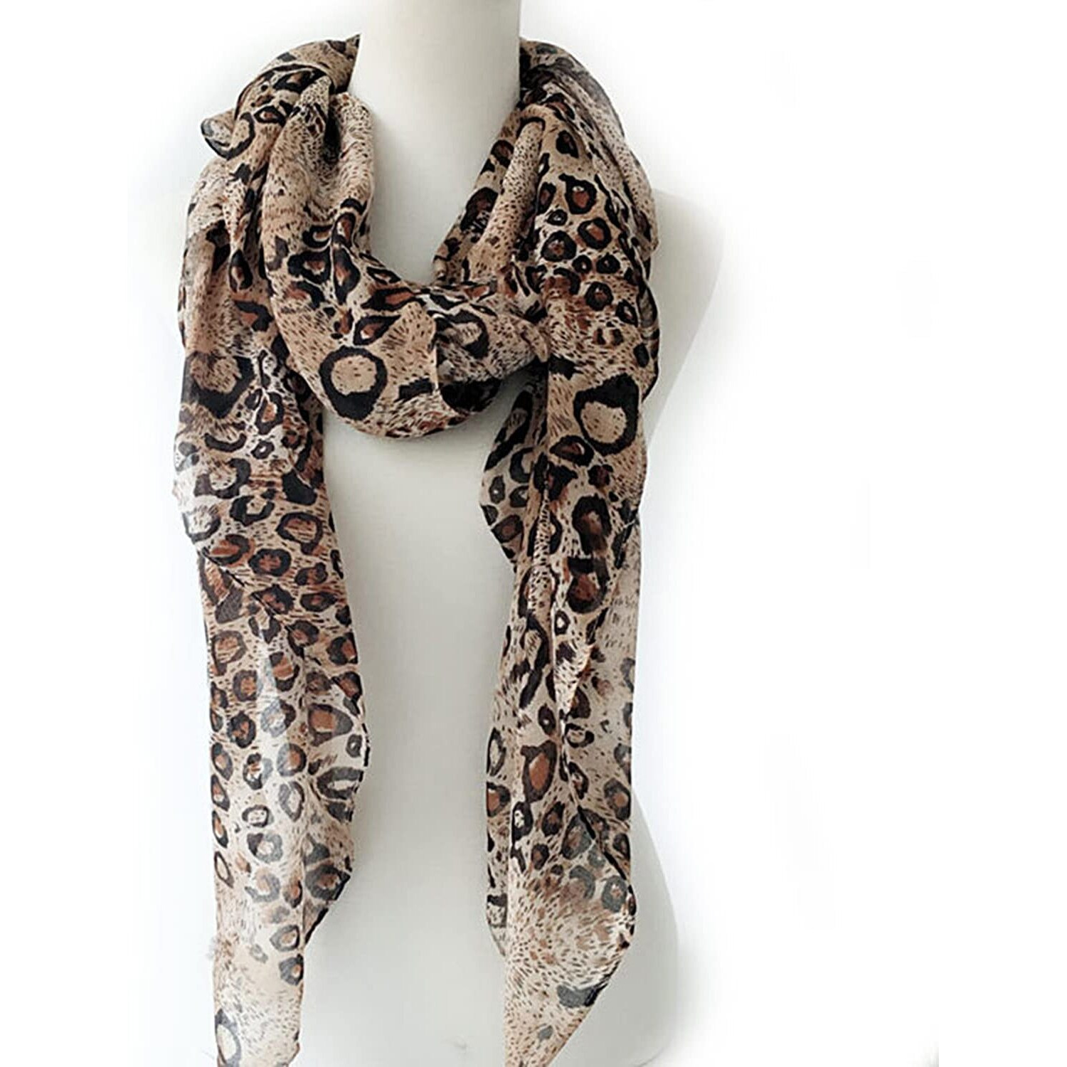 Woogwin Women 's Cotton Scarves Lady Light Soft Fashion Solid Scarf Wrap Shawl(Dark Leopard)