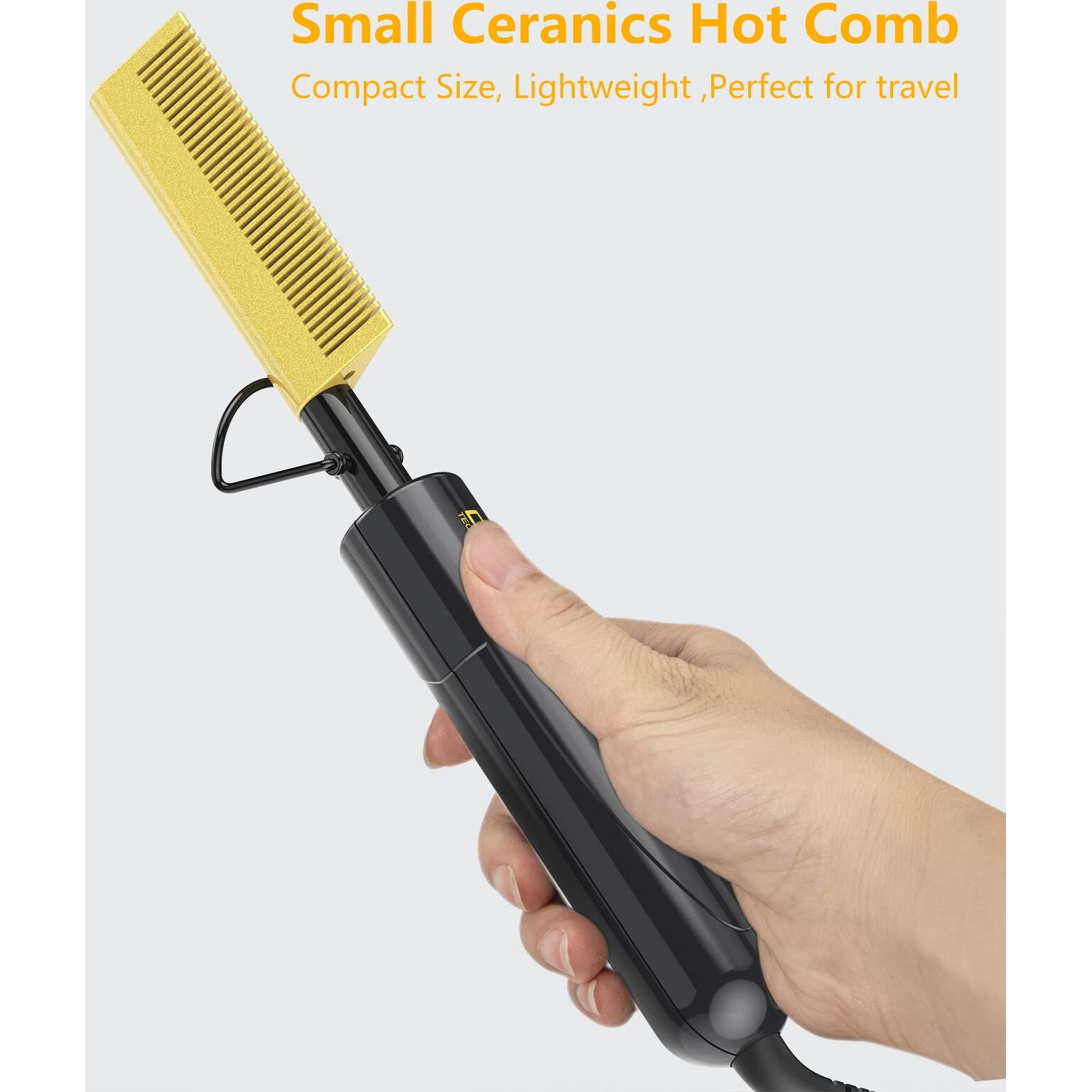 Dan Technology Hot Comb Electric For Wigs,450Small Hot Comb For Edges,Low And High Temperatures, Hair Straightening Comb For Black Hair,Portable & Dual Voltage For Travel & Home