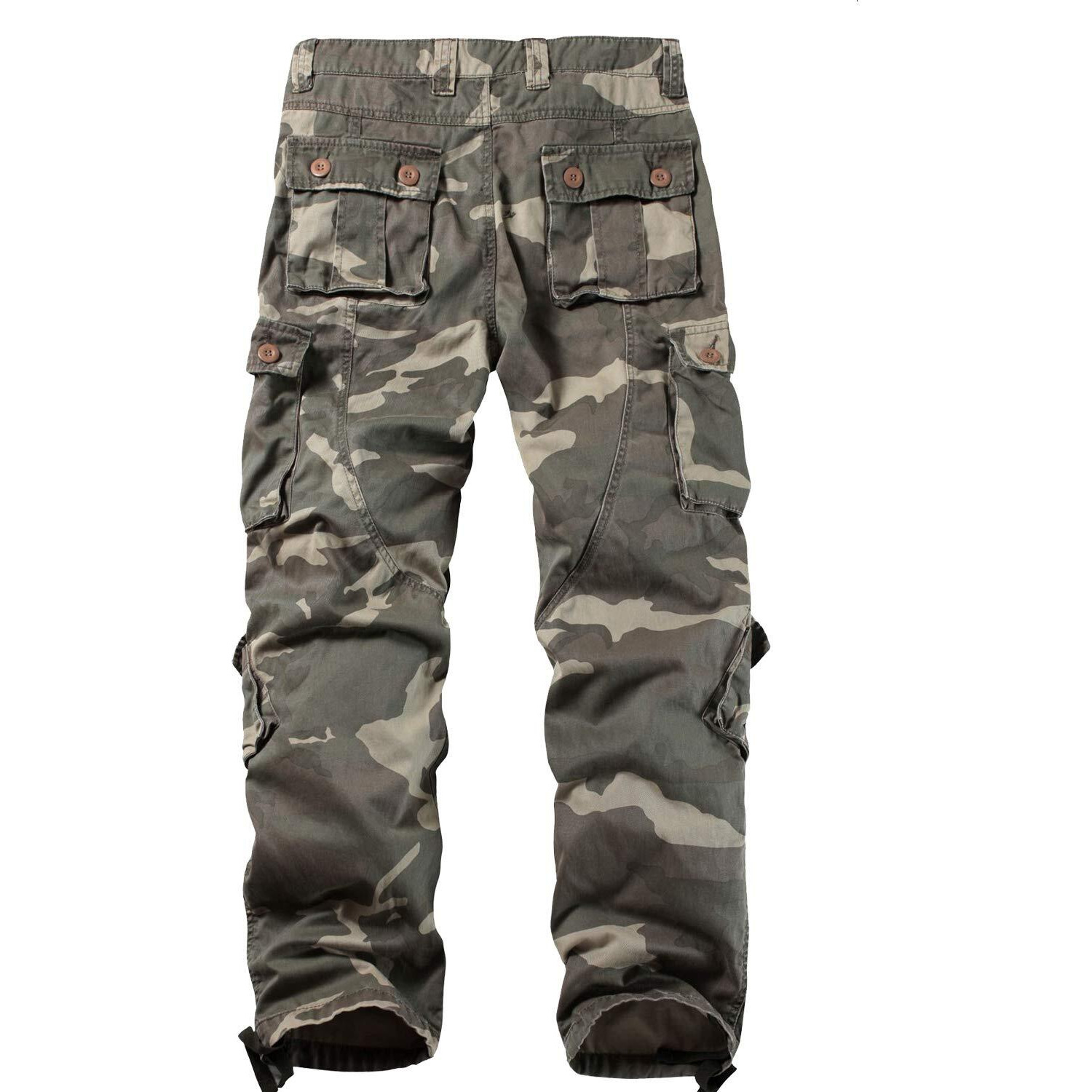 Akarmy Men's Casual Cargo Pants Military Army Camo Pants Combat Work Pants With 8 Pockets(No Belt) 3357 C34 Camo 38
