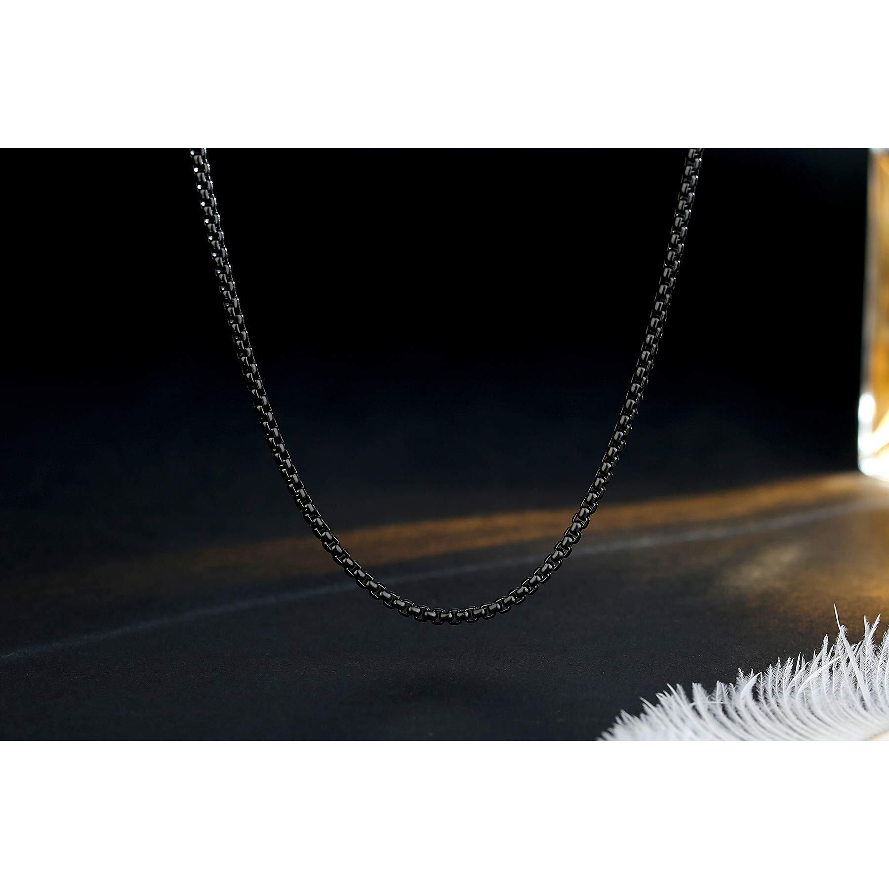Fosir Mens Womens 3Mm Stainless Steel Black Rolo Cable Chain Necklace (20 Inch)