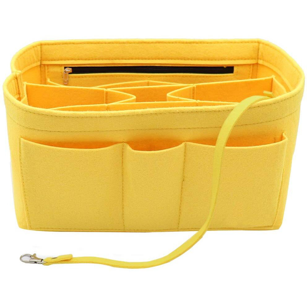 Lexsion Felt Insert Fabric Purse Organizer Bag, Bag Insert In Bag With Zipper Inner Pocket Yellow S
