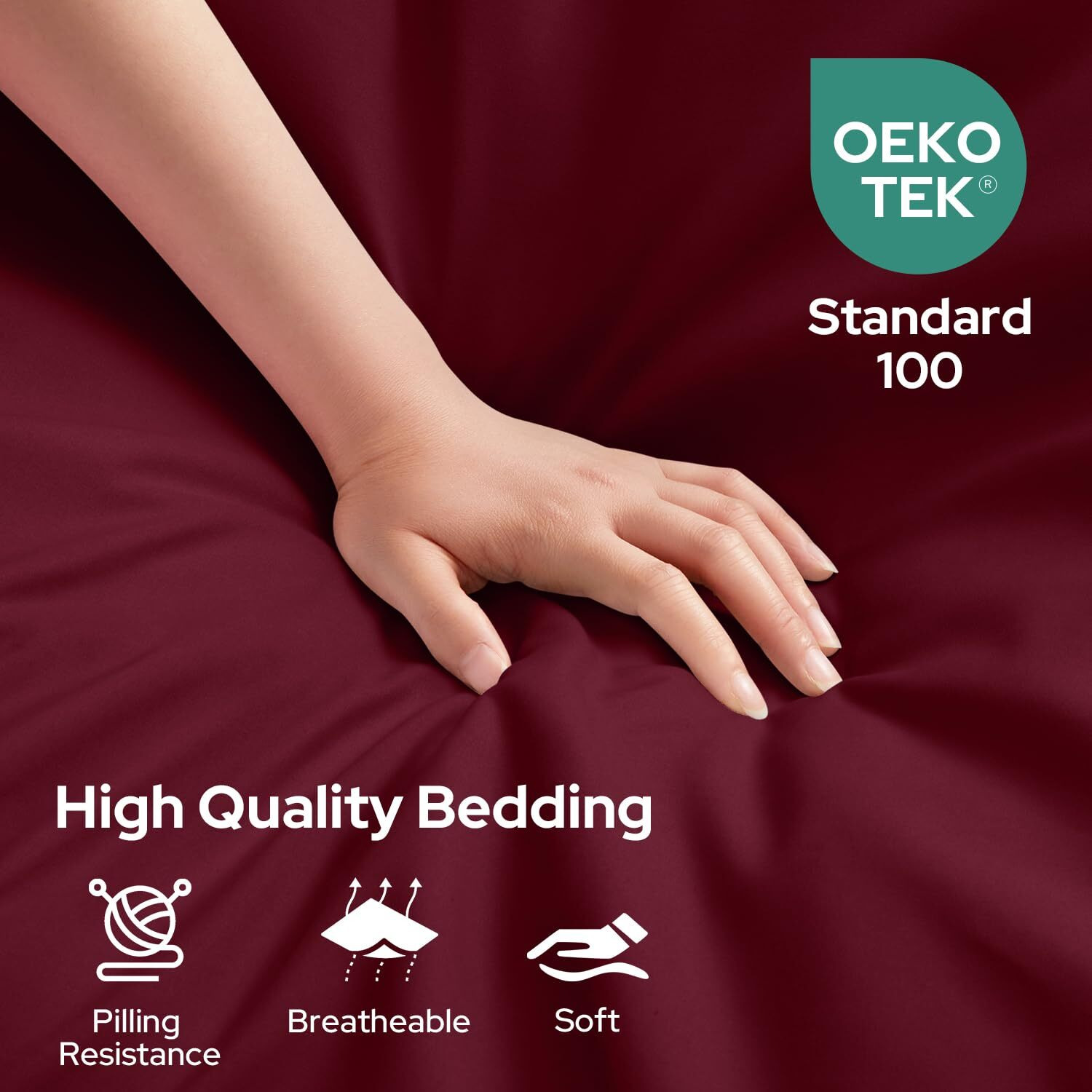 Homeideas King Size Bed Sheets - 6 Piece Set (Burgundy) - Extra Soft Brushed Microfiber 1800 Bedding Sheets, Maroon Sheets, Deep Pocket, Wrinkle & Fade Free