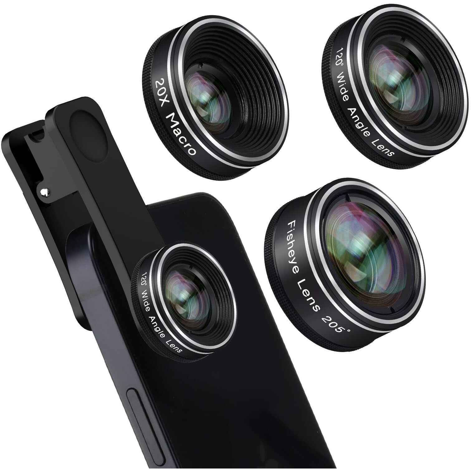 Phone Camera Lens, Godefa 3 In 1 Phone Lens Kit-205 Fisheye Lens + Macro Lens + 120 Wide Angle Lens,Clip On Cell Phone Camera Lens Kits Compatible With Iphone,Most Smartphones