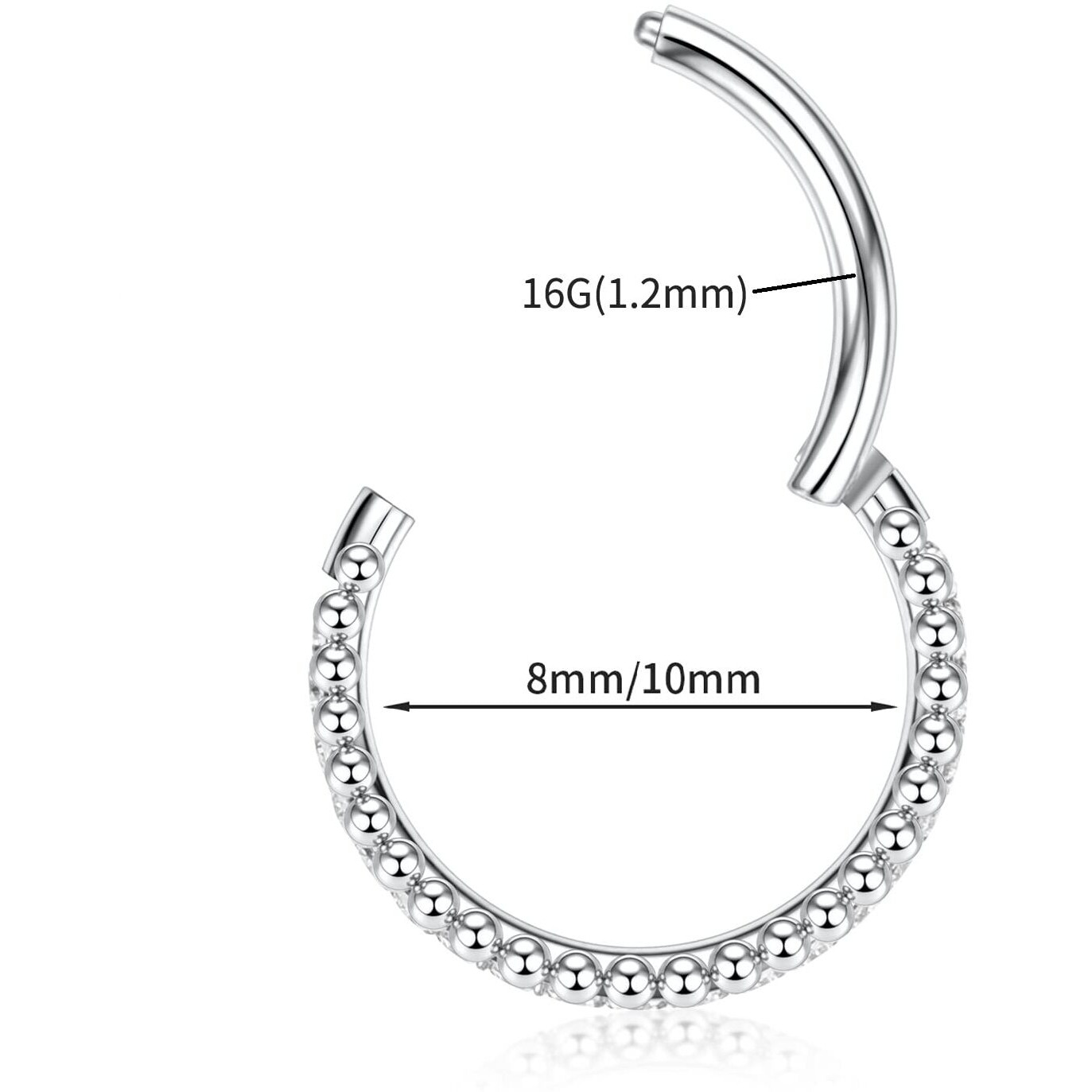 Peaklink Double Stacked Conch Hoop Earrings 16G Helix Earrings 316L Surgical Steel Septum Nose Rings Hoop 10Mm Micro Lobe Earrings Unisex Hoop Earrings Septum Conch Piercing Jewelry Silver Balll+Cz