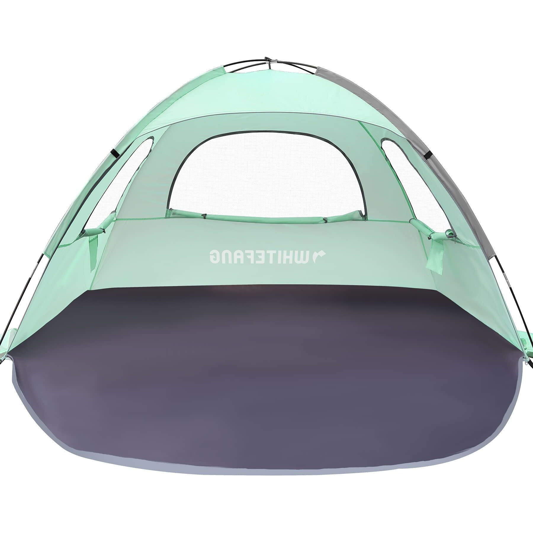 Whitefang Beach Tent Anti-Uv Portable Sun Shade Shelter For 3 Person, Extendable Floor With 3 Ventilating Mesh Windows Plus Carrying Bag, Stakes And Guy Lines (Mint Green)