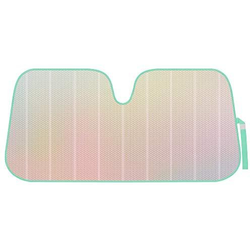 Bdk Iridescent Matte White Front Windshield Sunshade-Accordion Folding Auto Shade For Car Truck Suv-Blocks Uv Rays Sun Visor Protector-Keeps Your Vehicle Cool- 58 X 27 In
