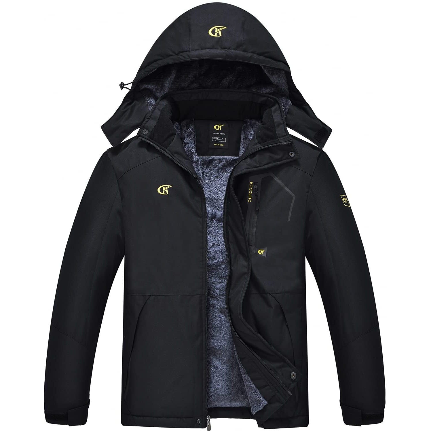 Qpngrp Mens Waterproof Ski Snowboarding Jacket Winter Windproof Snow Coat Black Xx-Large